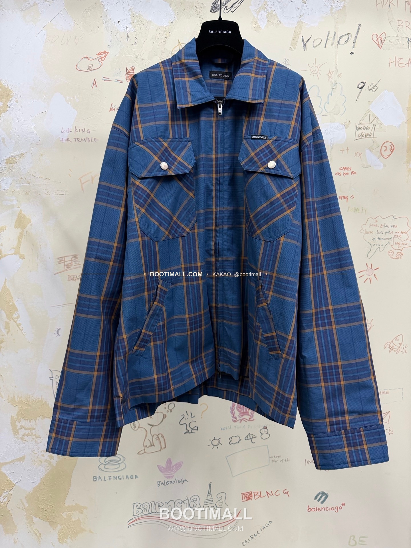 발렌시아가 2025FW 체크 더블레이어 루즈핏 지퍼 셔츠재킷 Balenciaga 2025 FW Check Double Layer Loose Fit Zip Shirt Jacket 11