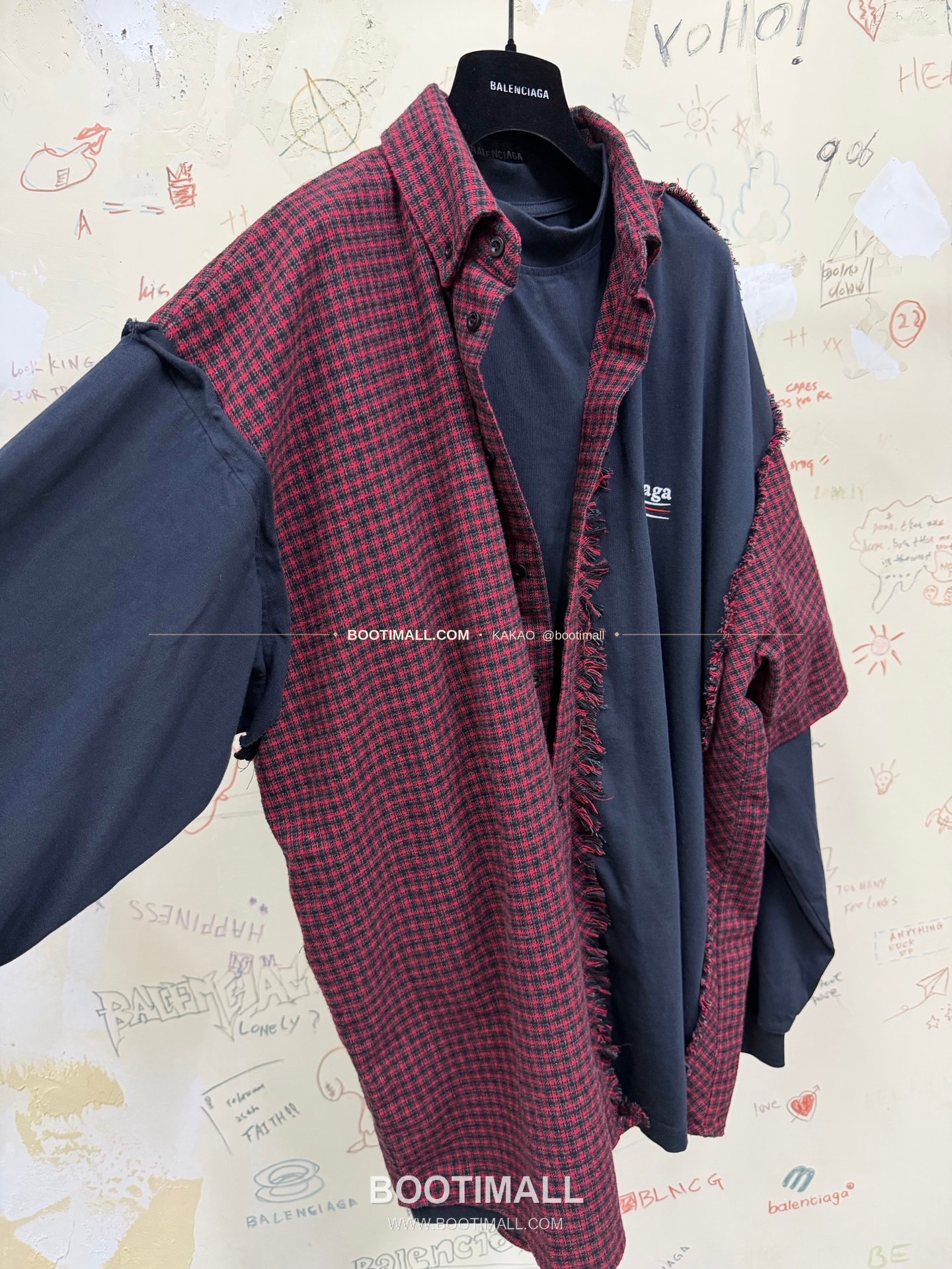 발렌시아가 2025FW 체크패치워크 레이어드 루즈핏 울셔츠 Balenciaga 2025 FW Check Patchwork Layered Loose Fit Wool Shirt 6