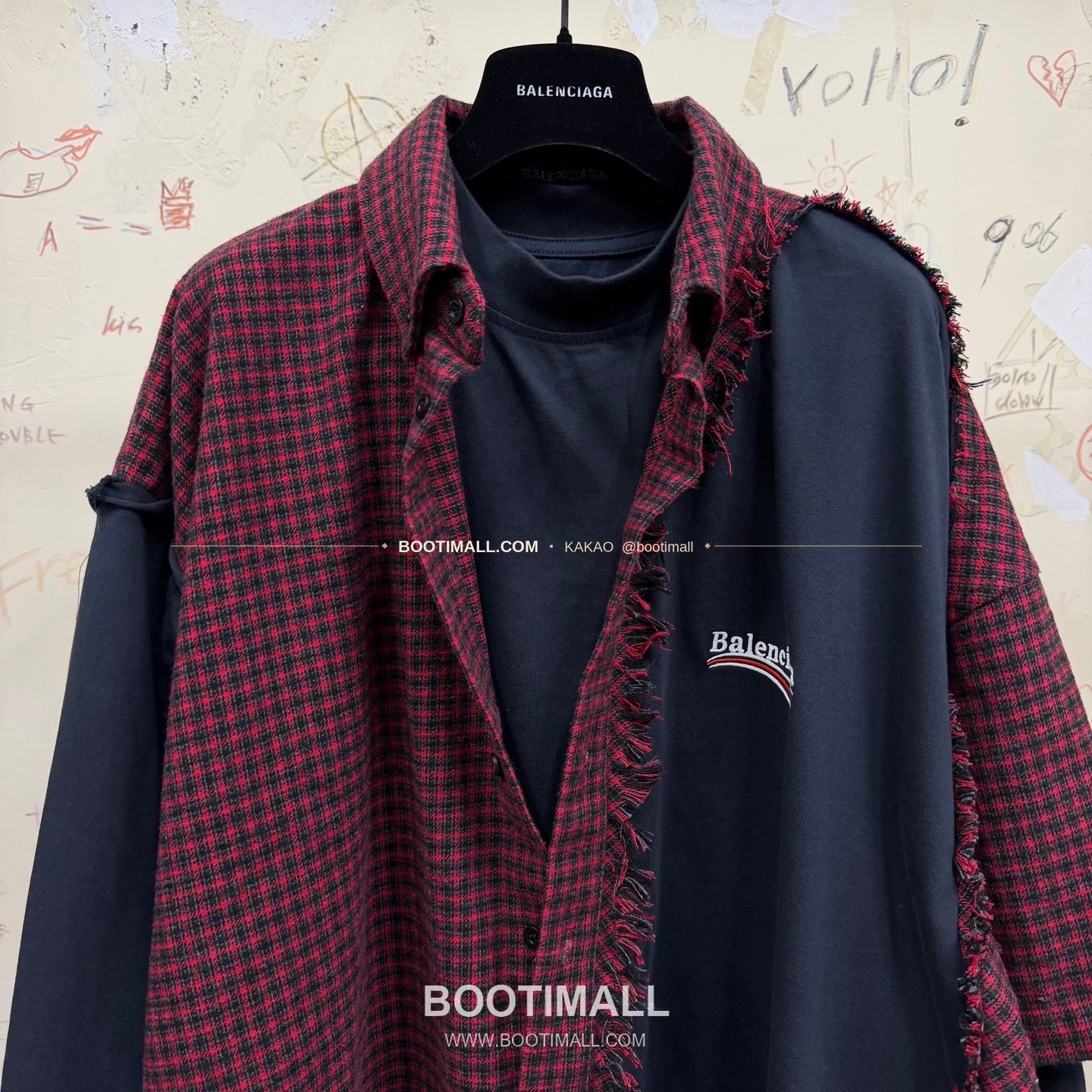 발렌시아가 2025FW 체크패치워크 레이어드 루즈핏 울셔츠 Balenciaga 2025 FW Check Patchwork Layered Loose Fit Wool Shirt 7