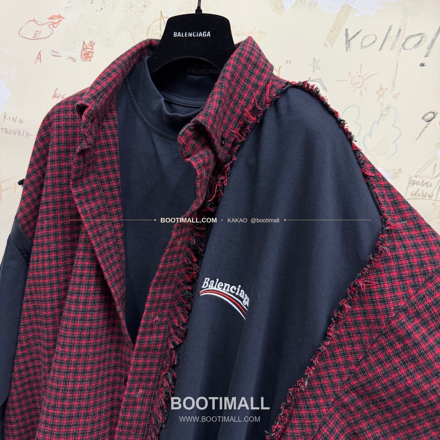 발렌시아가 2025FW 체크패치워크 레이어드 루즈핏 울셔츠 Balenciaga 2025 FW Check Patchwork Layered Loose Fit Wool Shirt 10