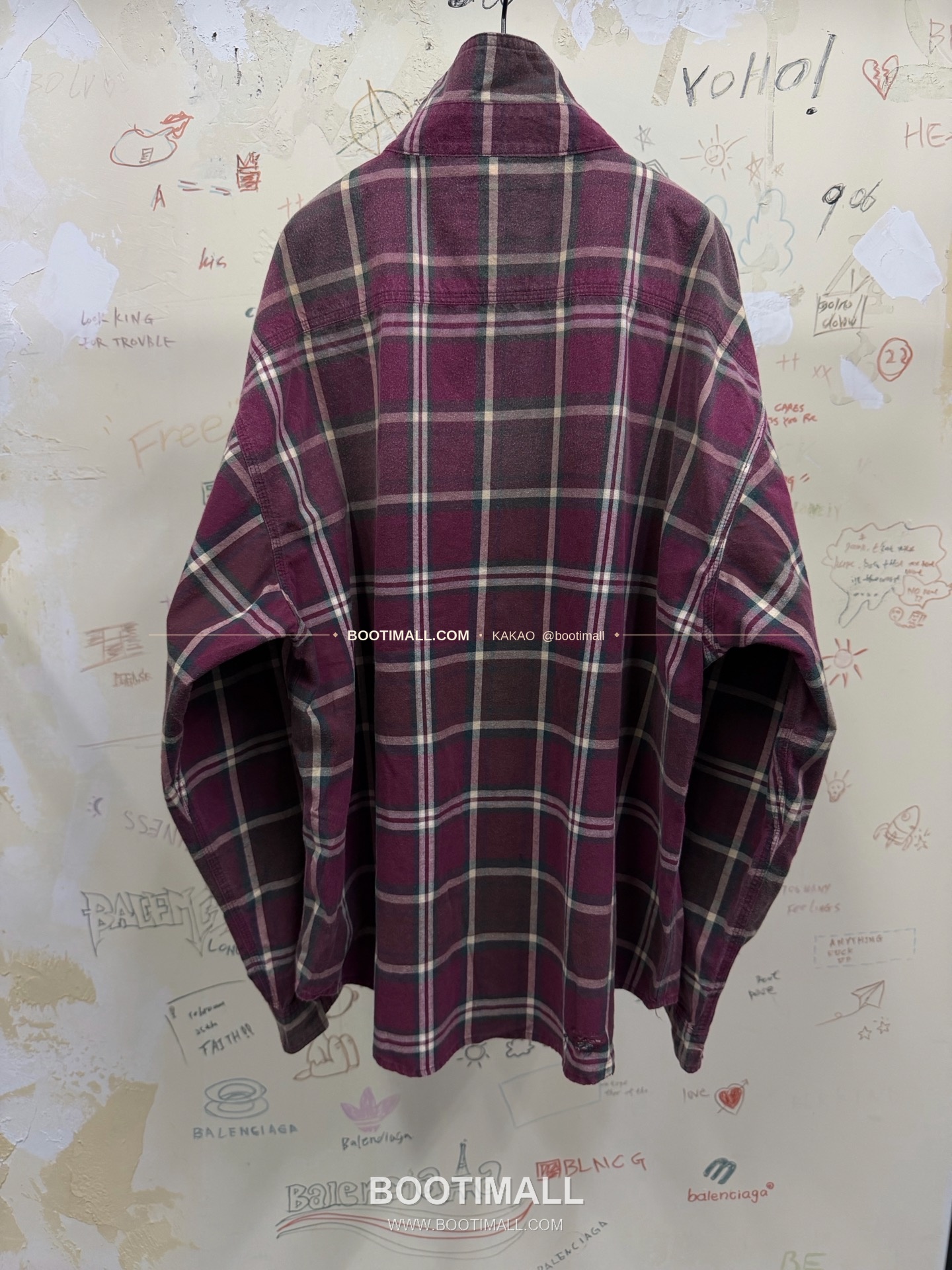 발렌시아가 2025FW 레드체크 워싱 루즈핏 스탠드카라 지퍼 셔츠재킷 Balenciaga 2025 FW Red Check Washed Loose Fit Stand Collar Zip Shirt Jacket 7