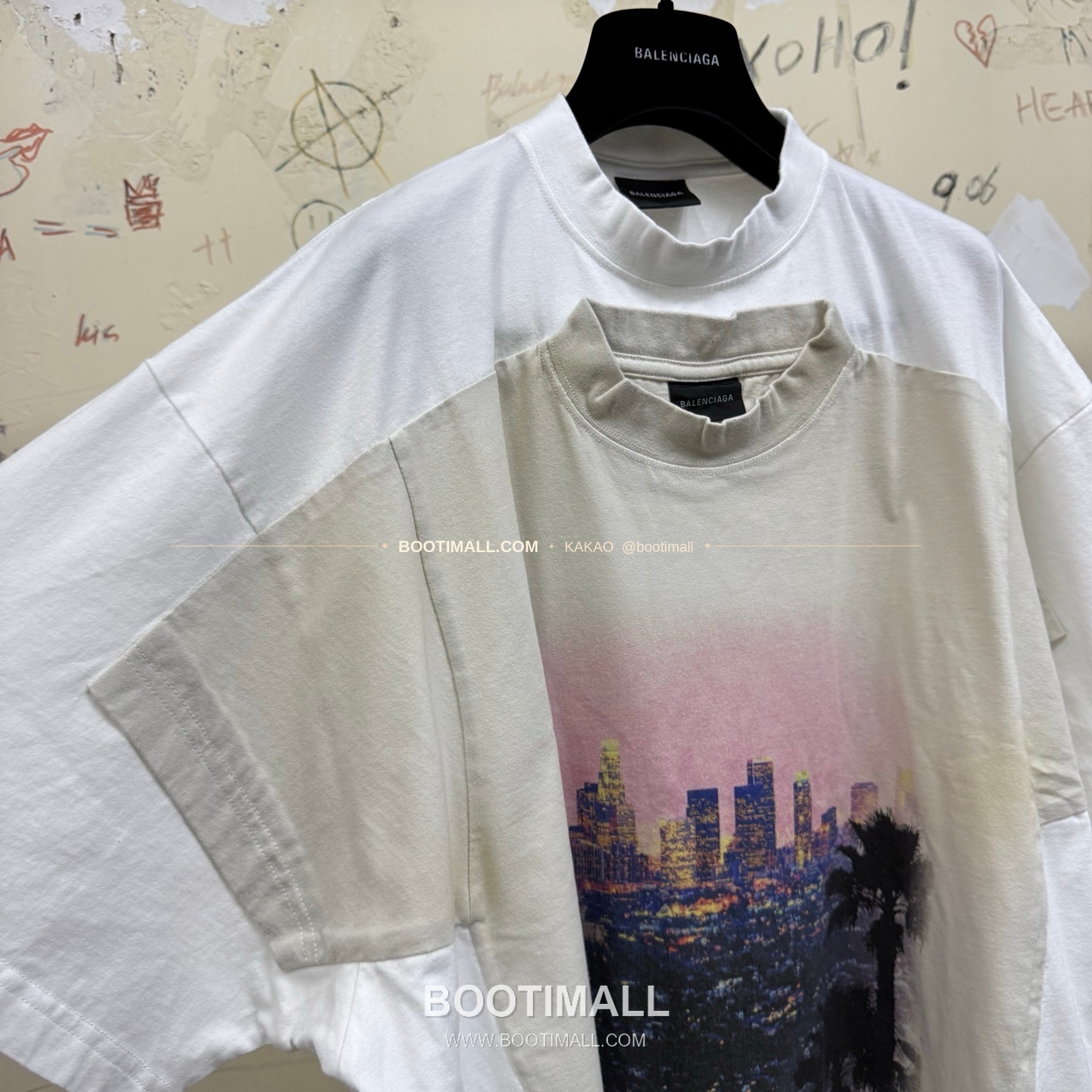 발렌시아가 2025SS LA프린트 레이어드 워싱 루즈핏 반팔 티셔츠 Balenciaga 2025 SS LA Print Layered Washed Loose Fit Short Sleeve T-Shirt 6