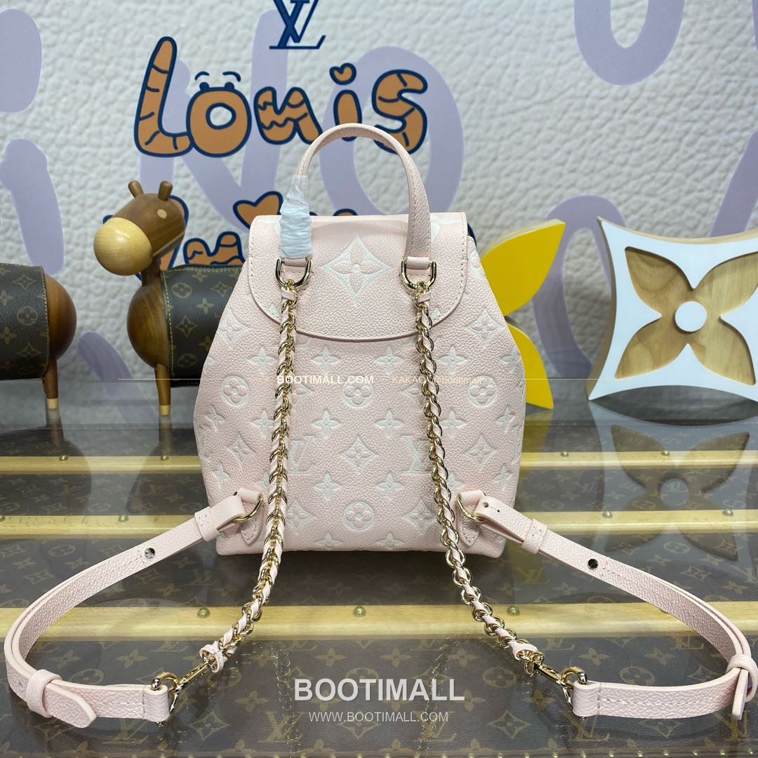 루이비통 모노그램 앙프렝뜨 레더 엠보싱 체인 백팩 핑크 Louis Vuitton Monogram Empreinte Leather Embossed Chain Backpack Pink M47074 22cm 3