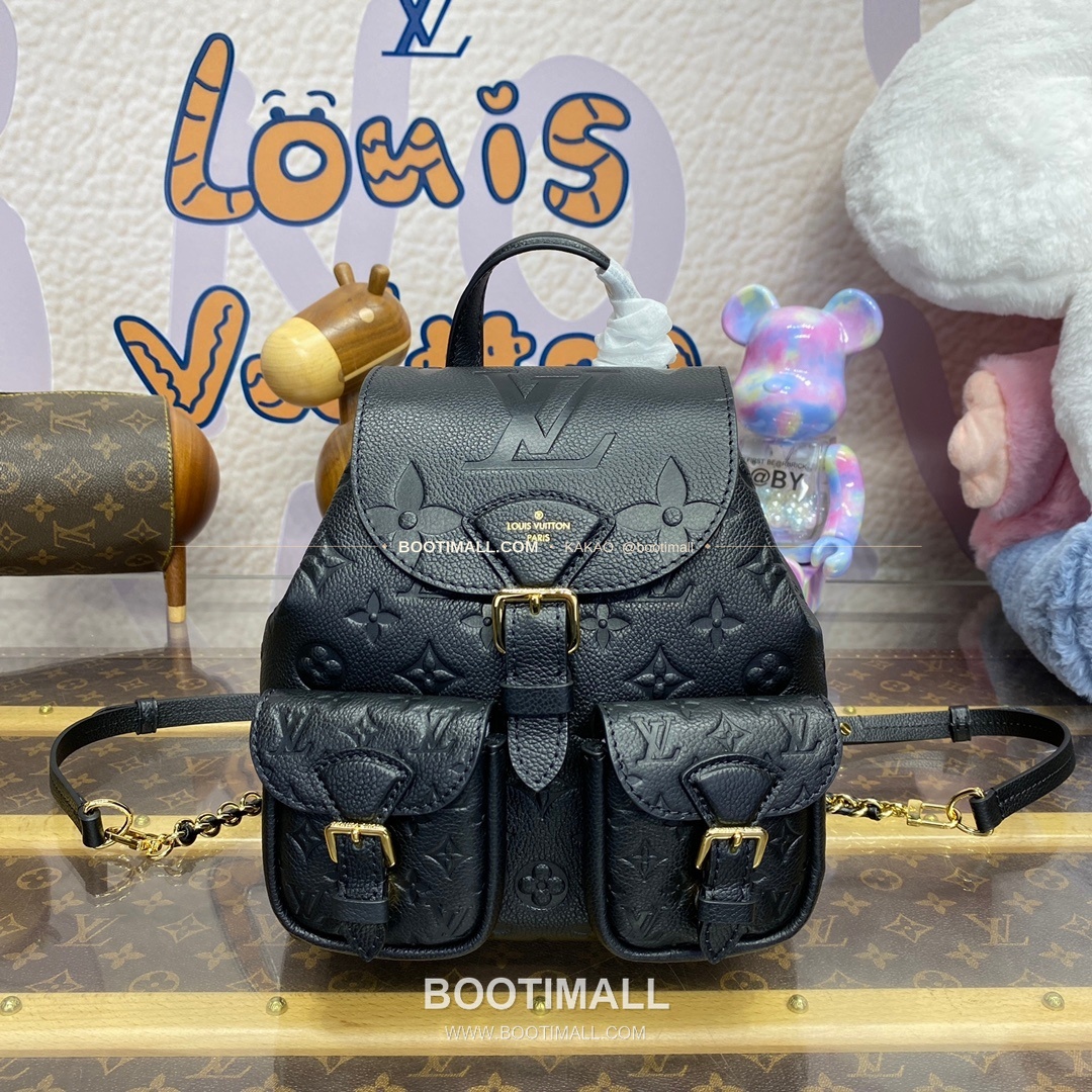 루이비통 모노그램 앙프렝뜨 레더 엠보싱 체인 백팩 블랙 Louis Vuitton Monogram Empreinte Leather Embossed Chain Backpack Pink M47072 22cm 1