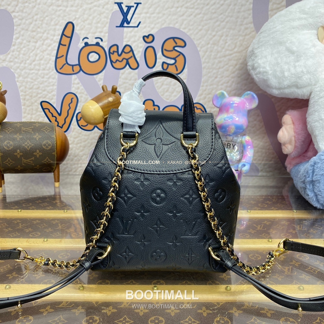 루이비통 모노그램 앙프렝뜨 레더 엠보싱 체인 백팩 블랙 Louis Vuitton Monogram Empreinte Leather Embossed Chain Backpack Pink M47072 22cm 2