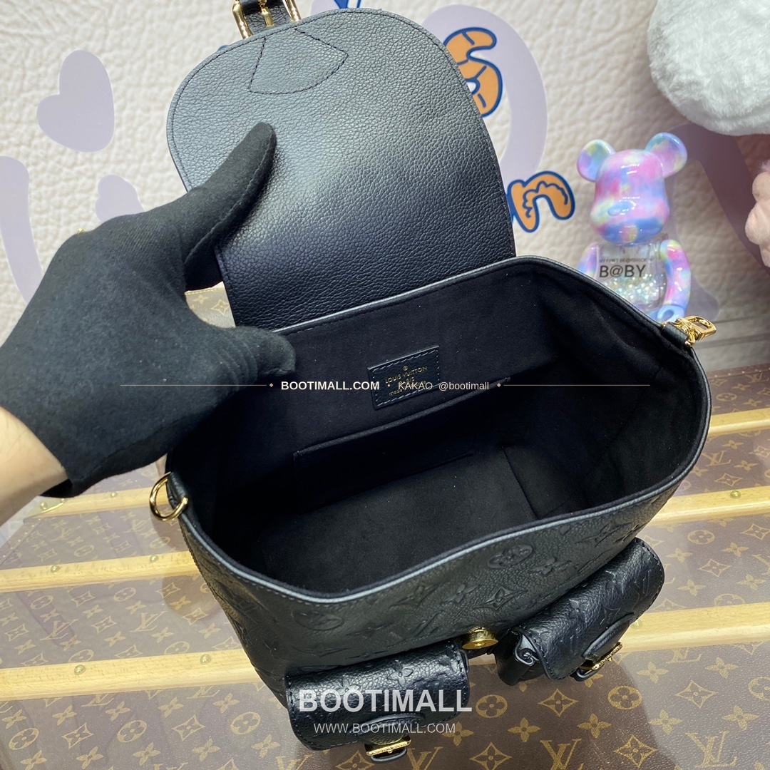 루이비통 모노그램 앙프렝뜨 레더 엠보싱 체인 백팩 블랙 Louis Vuitton Monogram Empreinte Leather Embossed Chain Backpack Pink M47072 22cm 9