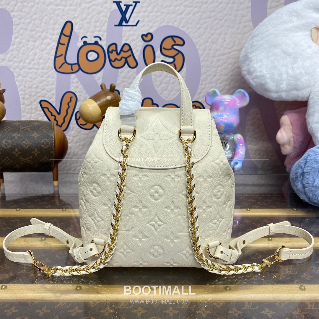 루이비통 모노그램 앙프렝뜨 레더 엠보싱 체인 백팩 쉐이크크림 Louis Vuitton Monogram Empreinte Leather Embossed Chain Backpack Pink M12987 22cm 2