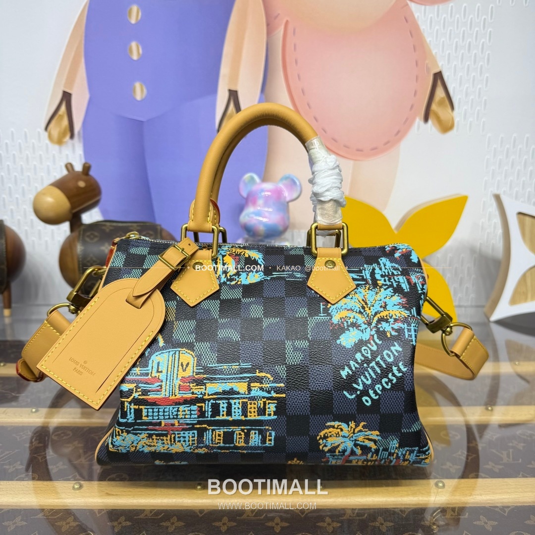 루이비통 다미에 자카드 코튼 마이애미 그래픽 스피디25 블루 보스턴백 Louis Vuitton Damier Jacquard Cotton Miami Graphic Speedy 25 Blue Boston Bag N00225 25cm 1
