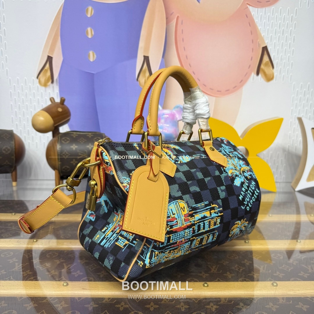 루이비통 다미에 자카드 코튼 마이애미 그래픽 스피디25 블루 보스턴백 Louis Vuitton Damier Jacquard Cotton Miami Graphic Speedy 25 Blue Boston Bag N00225 25cm 2