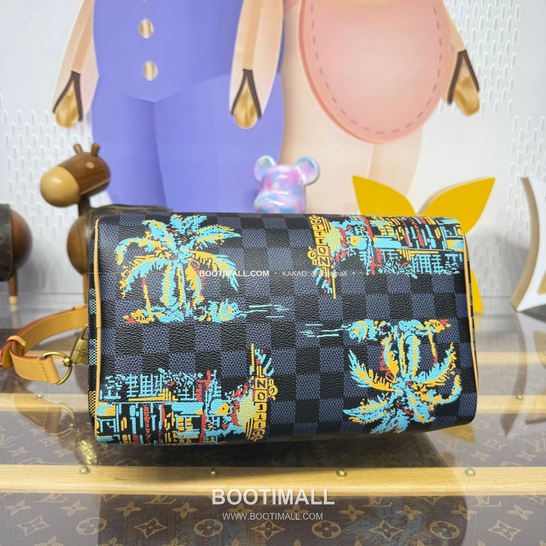루이비통 다미에 자카드 코튼 마이애미 그래픽 스피디25 블루 보스턴백 Louis Vuitton Damier Jacquard Cotton Miami Graphic Speedy 25 Blue Boston Bag N00225 25cm 3