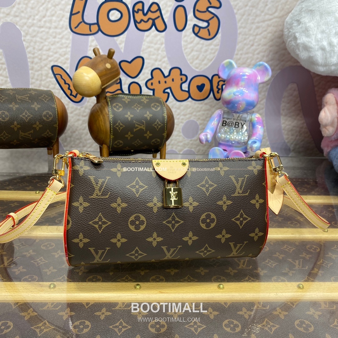루이비통 모노그램 캔버스 락 디테일 포쉐트 티레트 브라운 숄더백 Louis Vuitton Monogram Canvas Lock Detail Pochette Tirette Brown Shoulder Bag M12859 22cm 1
