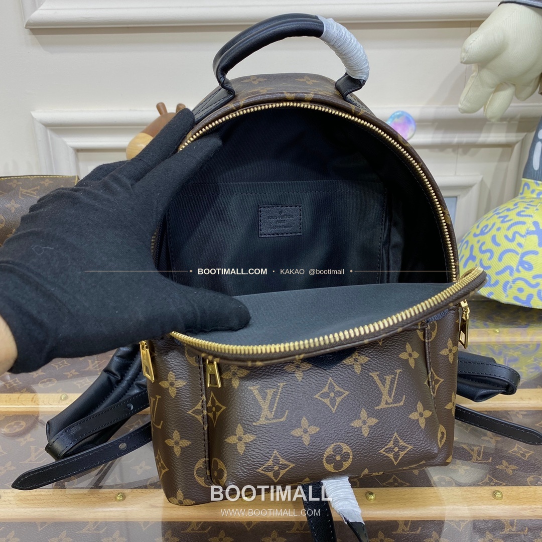 루이비통 모노그램 캔버스 레더 트리밍 스몰 백팩 브라운 Louis Vuitton Monogram Canvas Leather Trim Small Backpack Brown M44871 29cm 9