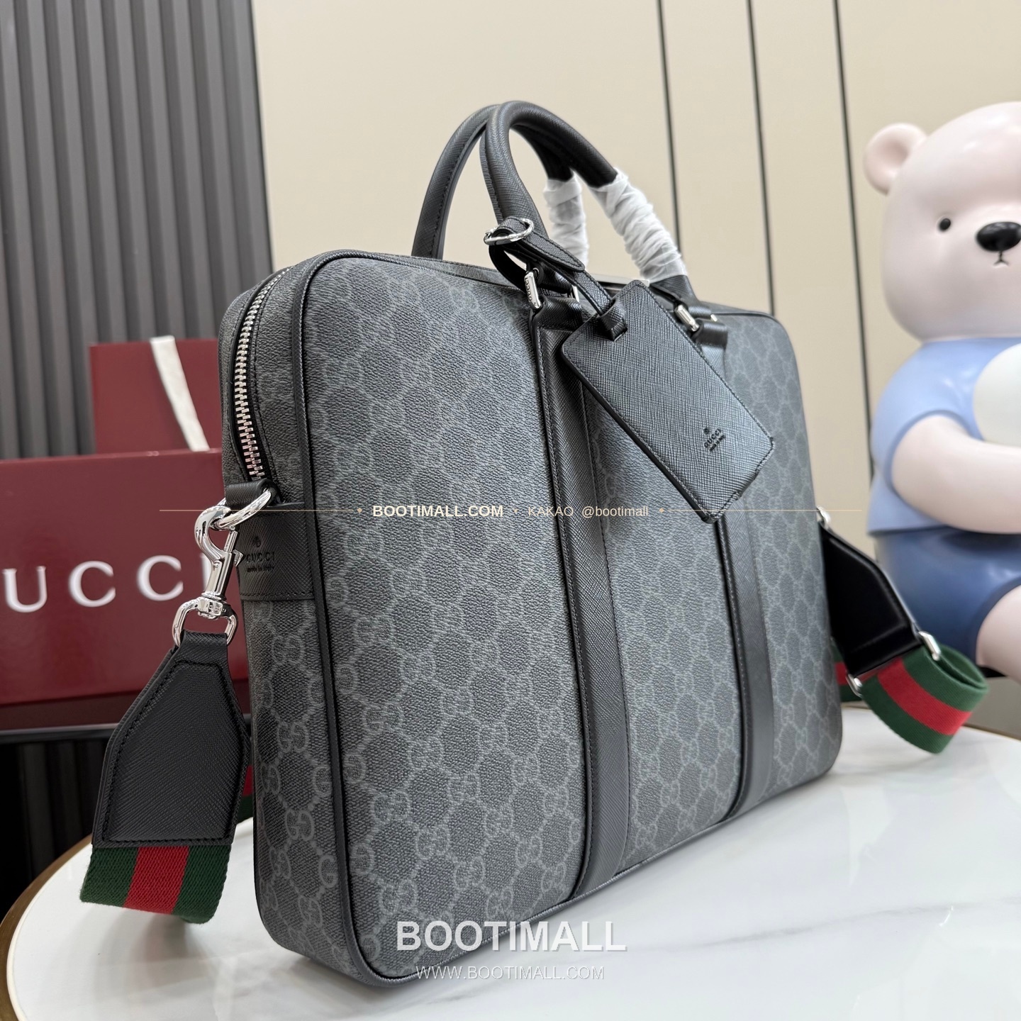구찌 GG 수프림 코팅 캔버스 로고 브리프케이스 블랙 서류가방 Gucci GG Supreme Coated Canvas Logo Briefcase Black M860871 36cm 2