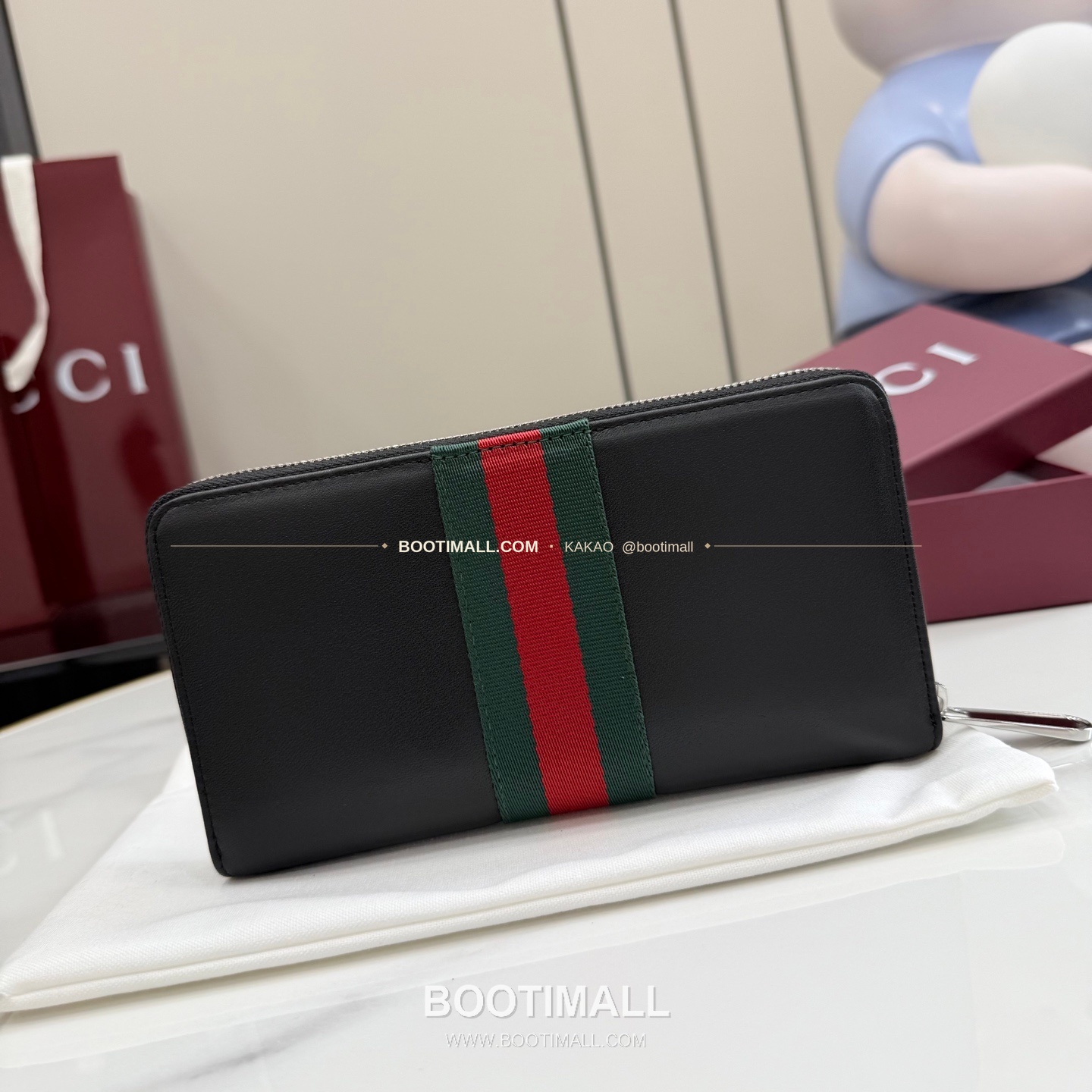 구찌 소프트 레더 웹 스트랩 지퍼 장지갑 블랙 Gucci Soft Leather Web Strap Zip Long Wallet Black 867284 19cm 3