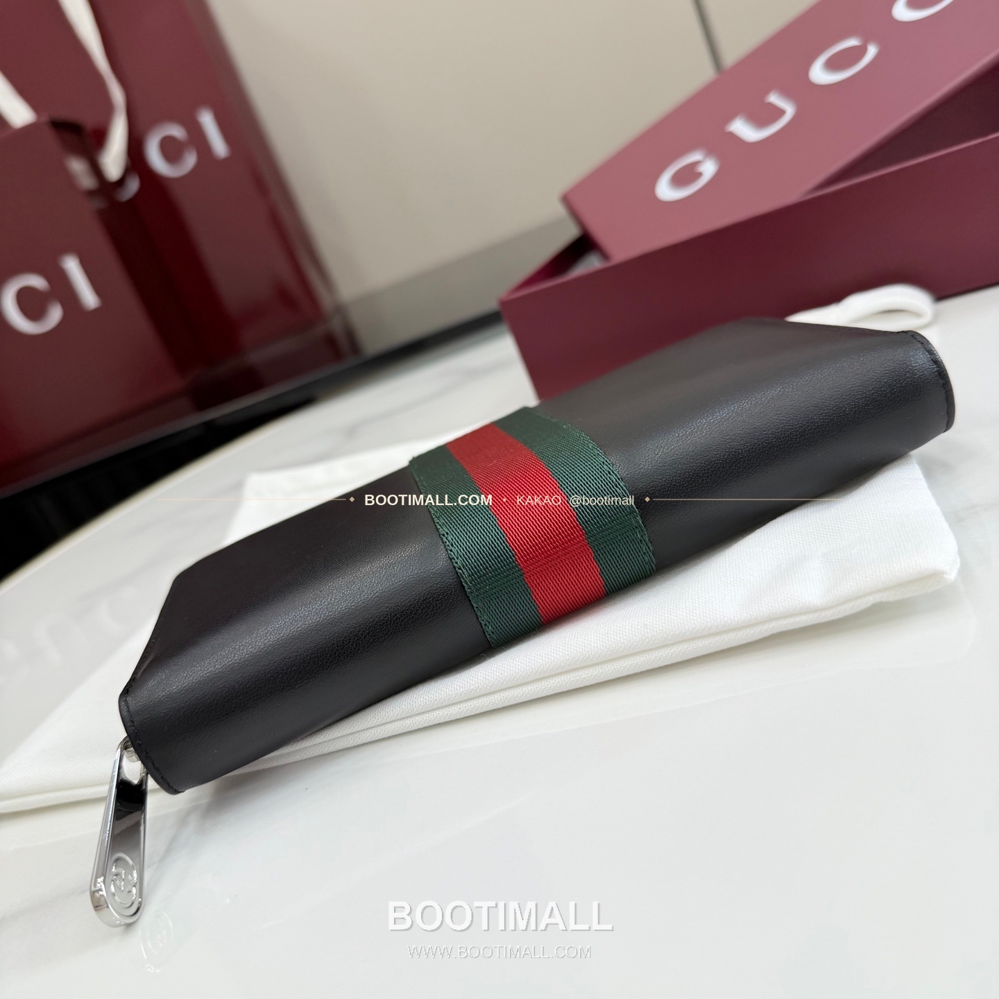 구찌 소프트 레더 웹 스트랩 지퍼 장지갑 블랙 Gucci Soft Leather Web Strap Zip Long Wallet Black 867284 19cm 4