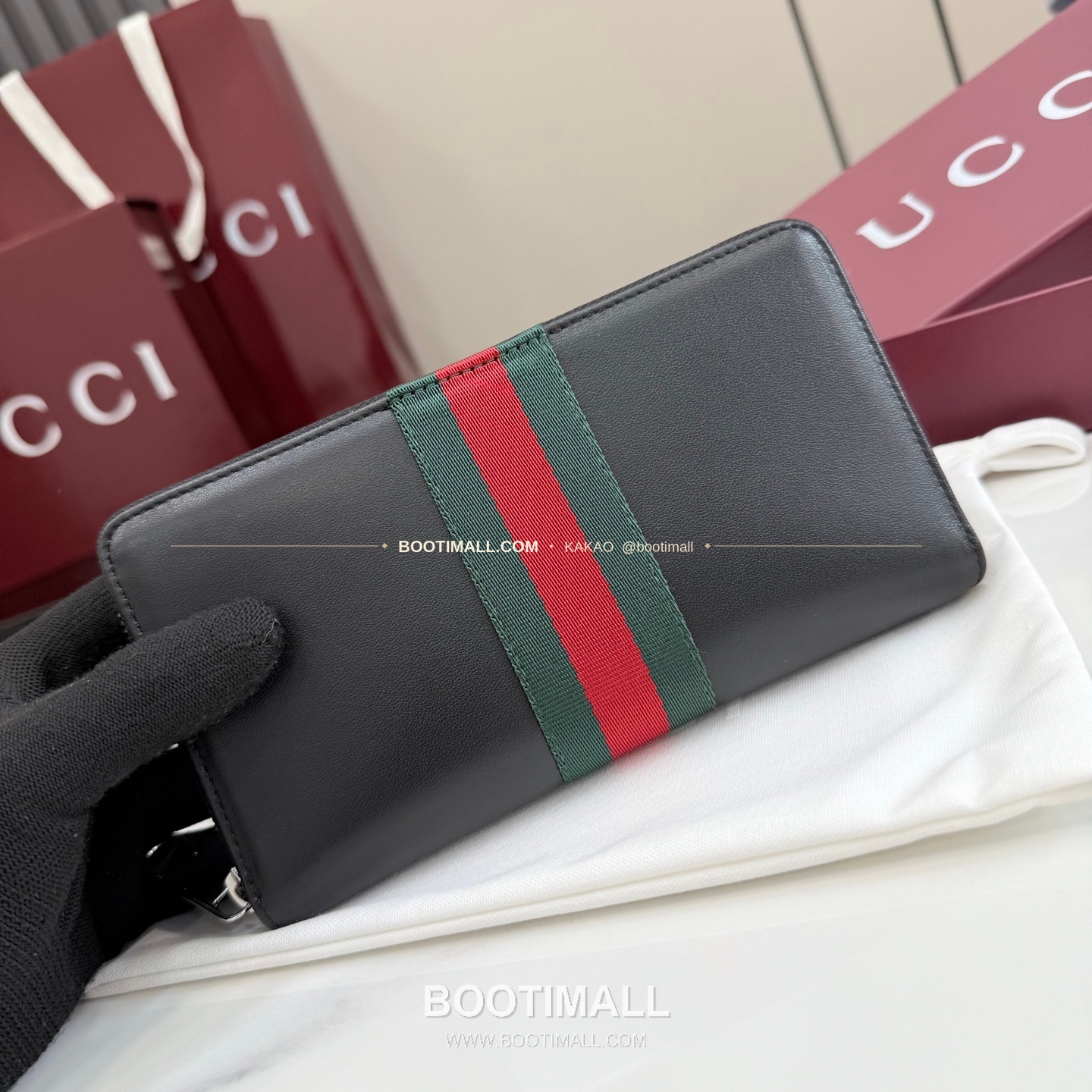 구찌 소프트 레더 웹 스트랩 지퍼 장지갑 블랙 Gucci Soft Leather Web Strap Zip Long Wallet Black 867284 19cm 5