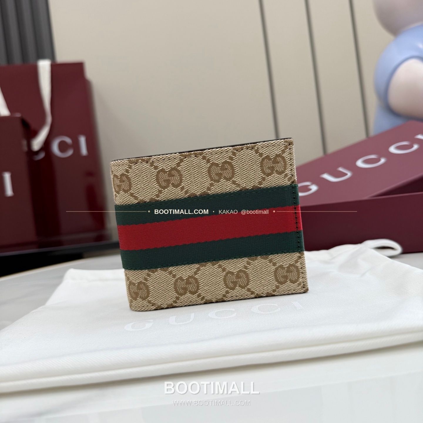 구찌 GG 캔버스 웹 스트랩 반지갑 베이지 브라운 Gucci GG Canvas Web Strap Bi-Fold Wallet Beige Brown 867335 11cm 1