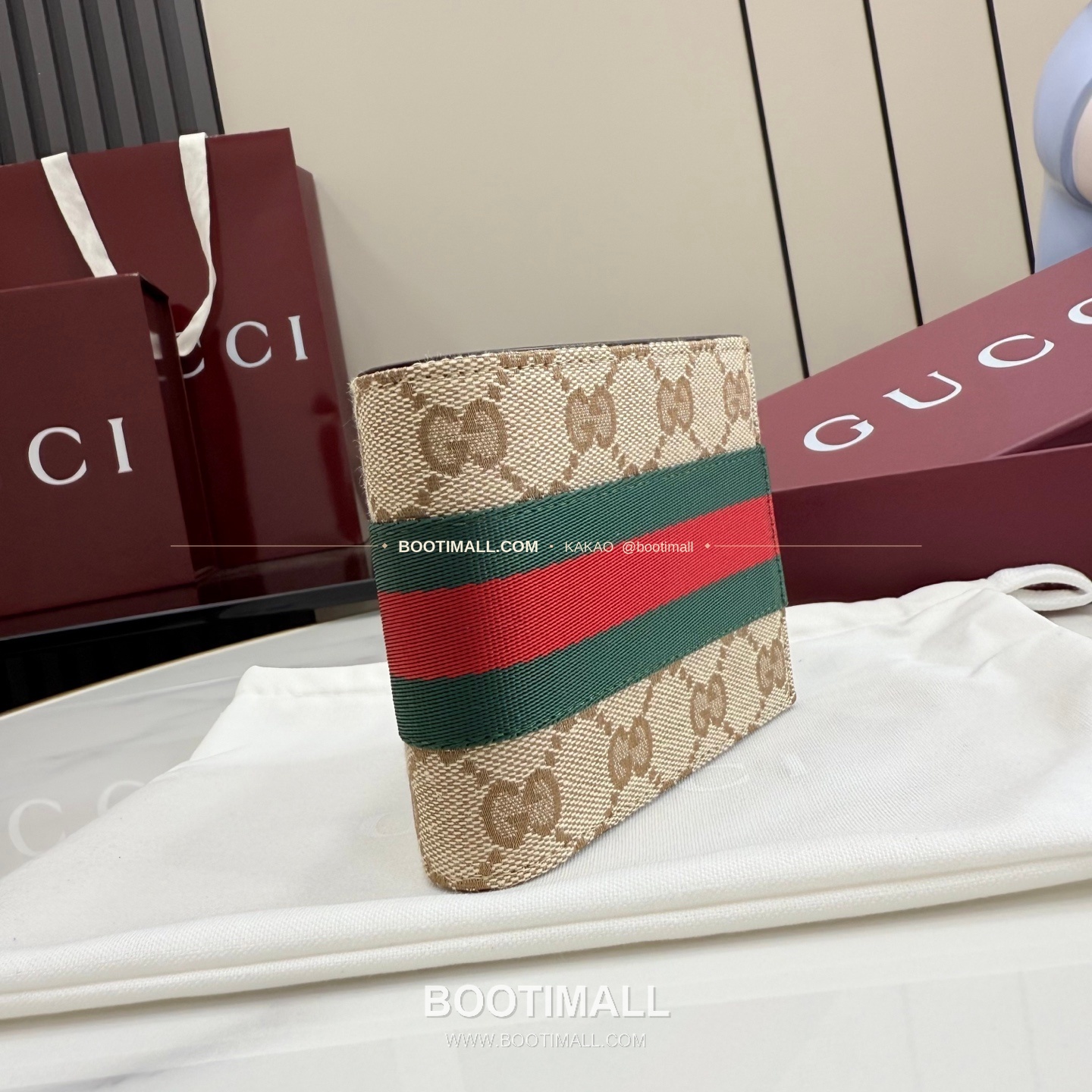 구찌 GG 캔버스 웹 스트랩 반지갑 베이지 브라운 Gucci GG Canvas Web Strap Bi-Fold Wallet Beige Brown 867335 11cm 2