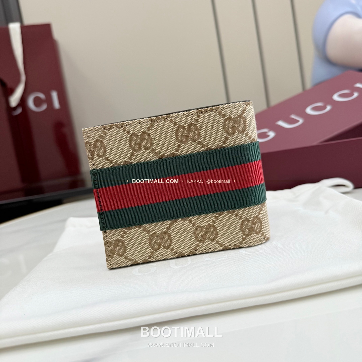 구찌 GG 캔버스 웹 스트랩 반지갑 베이지 브라운 Gucci GG Canvas Web Strap Bi-Fold Wallet Beige Brown 867335 11cm 3