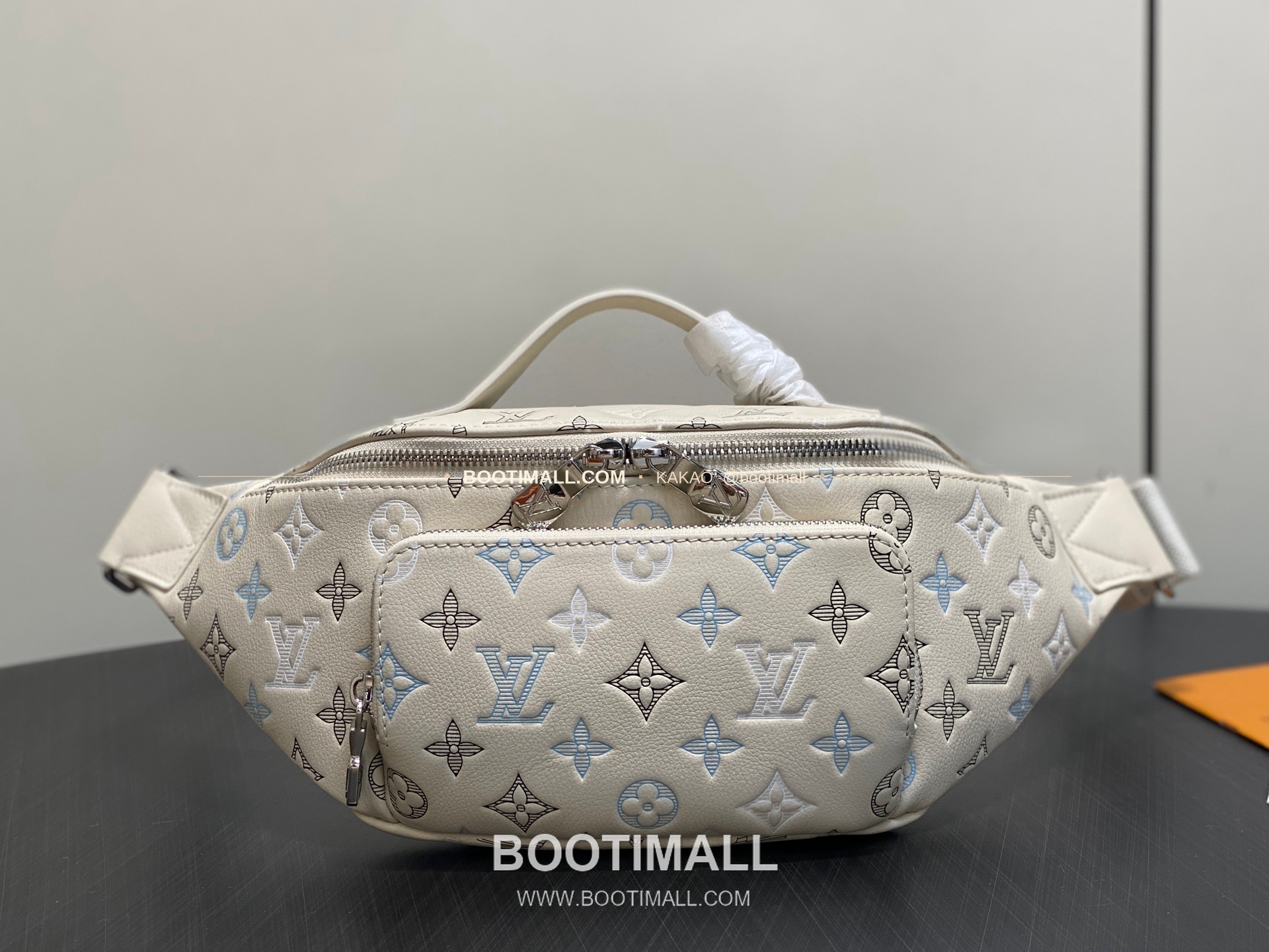 루이비통 모노그램 쉐도우 카프스킨 러시 범백 네이비 힙색 Louis Vuitton Monogram Shadow Calfskin Rush Bumbag Navy Belt Bag M28619 30cm 1