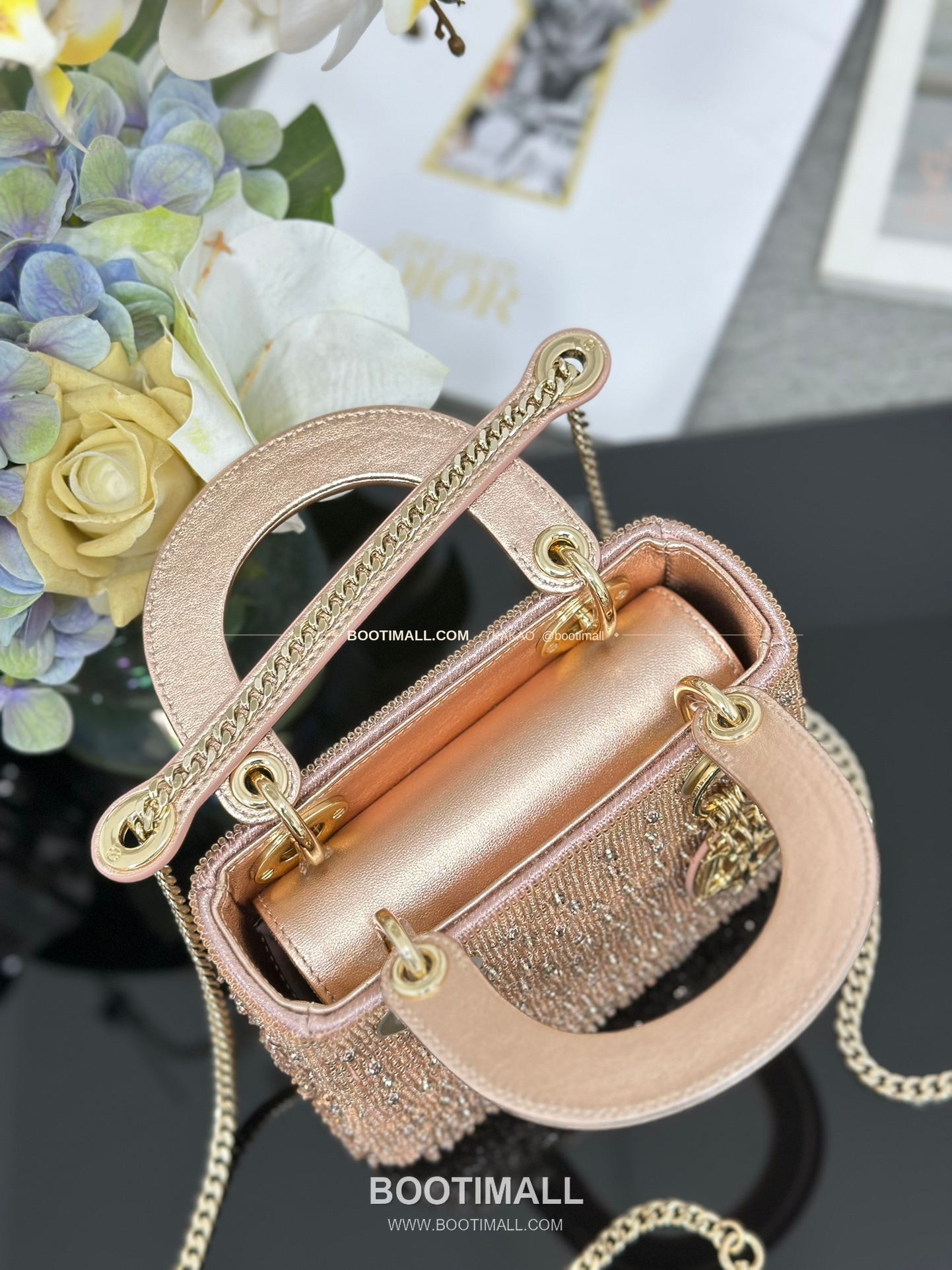 디올 레이디 디올 비즈 자수 골드 미니백 Dior Lady Dior Beaded Embroidery Gold Mini Bag M0505 17cm 7