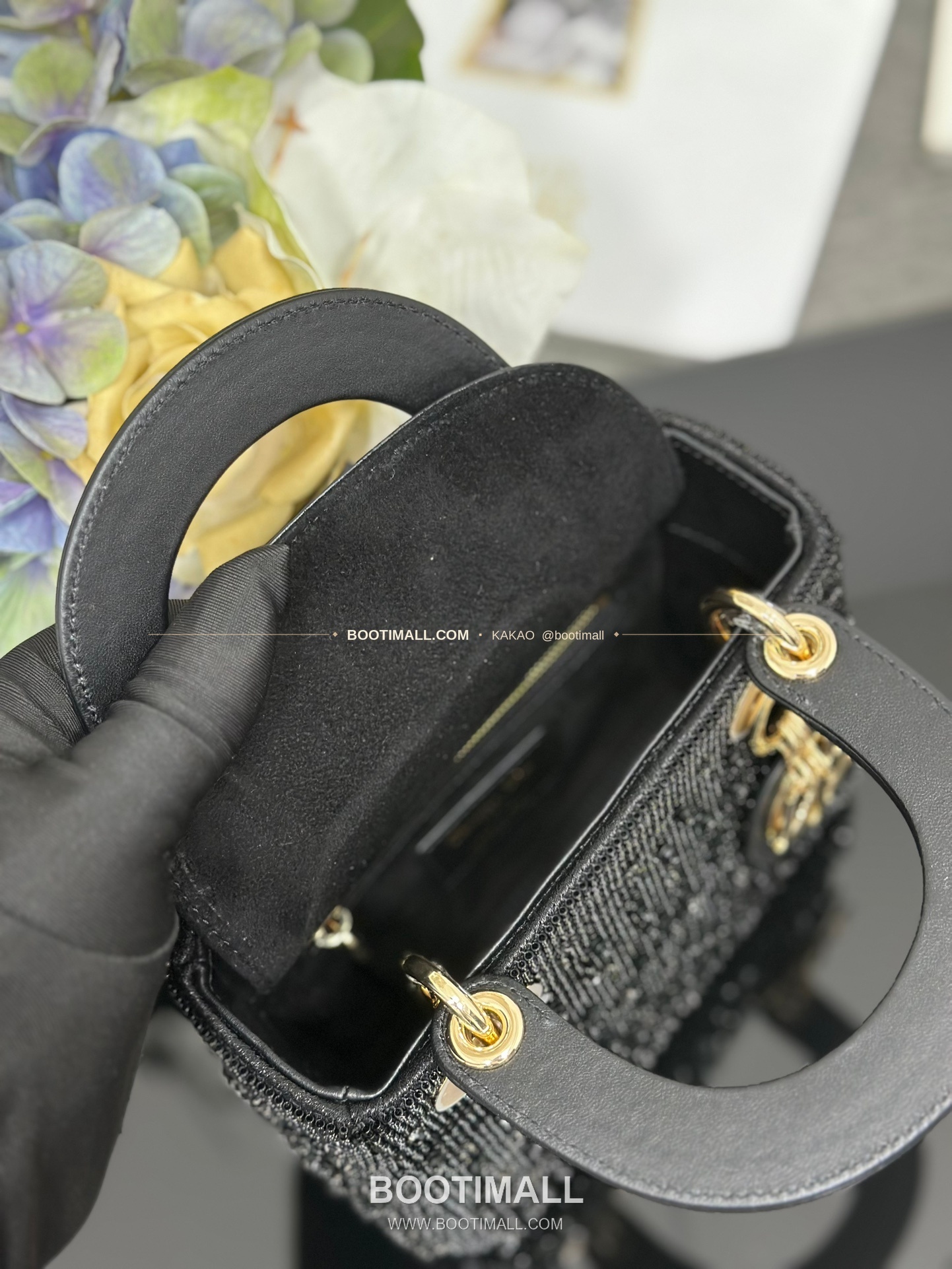 디올 레이디 디올 비즈 자수 골드 미니백 Dior Lady Dior Beaded Embroidery Gold Mini Bag M0505 17cm 8