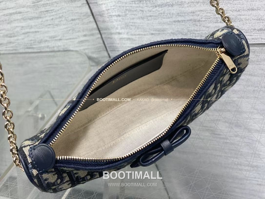 디올 오블리크 캔버스 레더 리본 체인 숄더백 Dior Oblique Canvas Leather Bow Chain Shoulder Bag 22cm 8