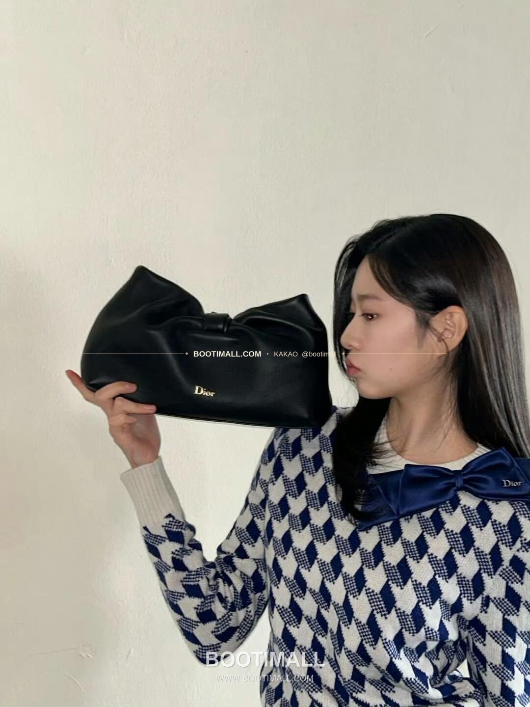 디올 램스킨 레더 리본 체인 숄더백 Dior Lambskin Leather Bow Chain Shoulder Bag 2831 27cm 2