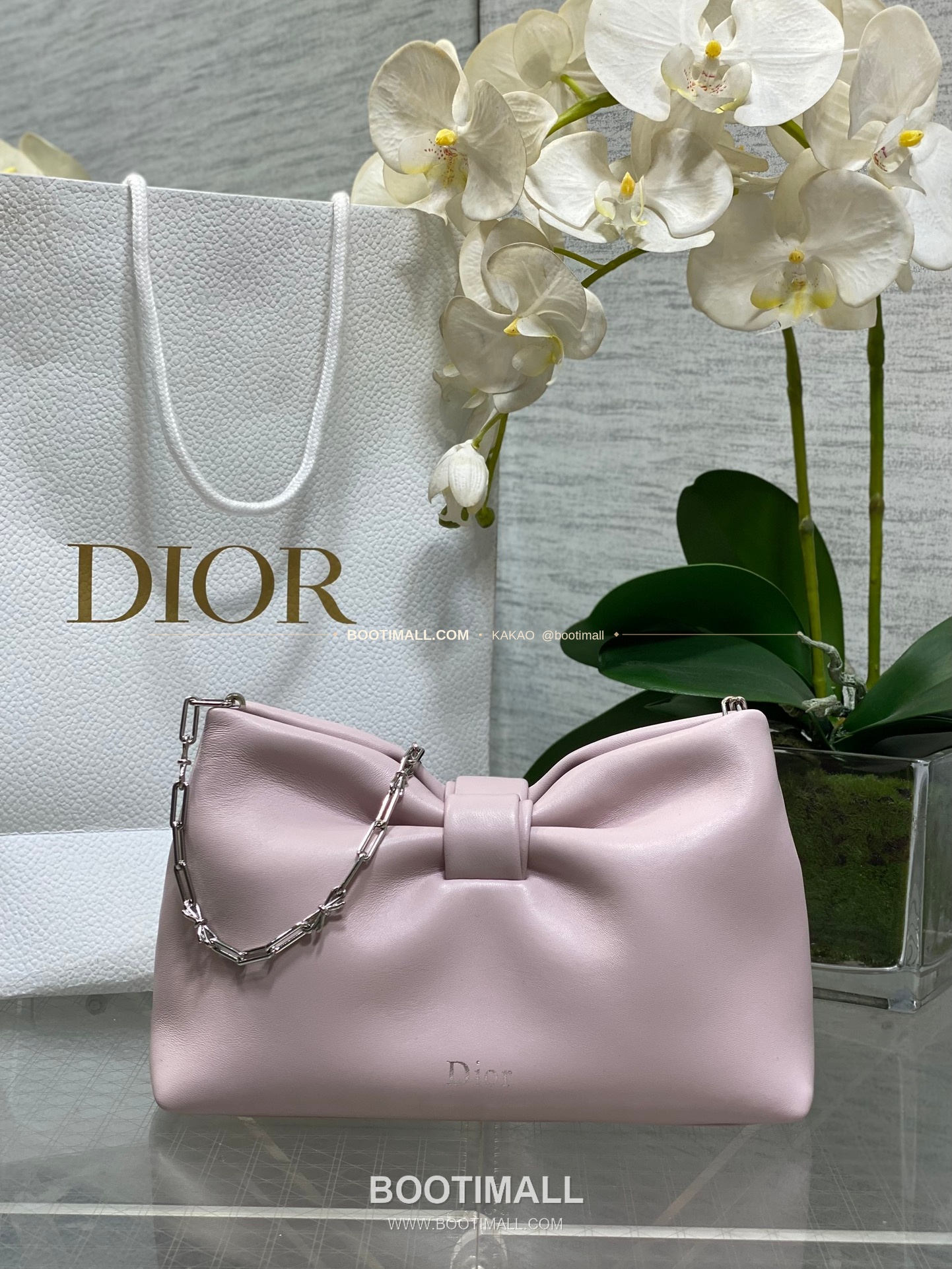 디올 램스킨 레더 리본 체인 숄더백 핑크 Dior Lambskin Leather Bow Chain Shoulder Bag 2831 27cm 14
