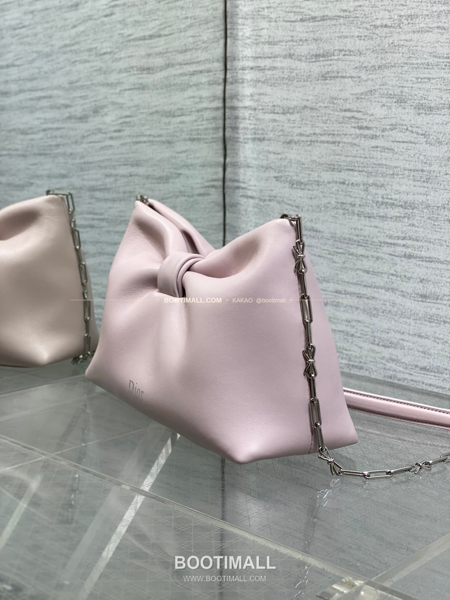 디올 램스킨 레더 리본 체인 숄더백 핑크 Dior Lambskin Leather Bow Chain Shoulder Bag 2831 27cm 20
