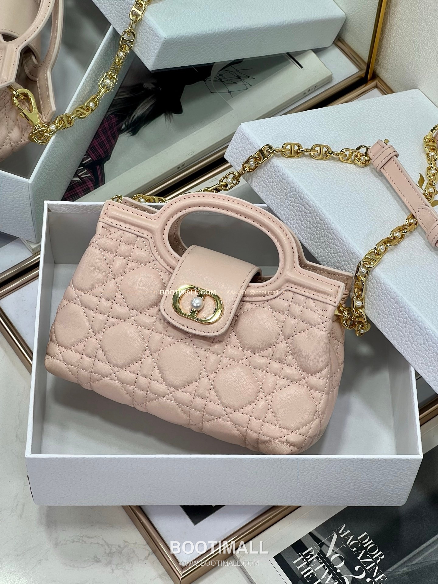 디올 졸리 탑핸들 미니 체인백 핑크 Dior Jolie Top Handle Mini Chain Bag 8601 18.5cm 5