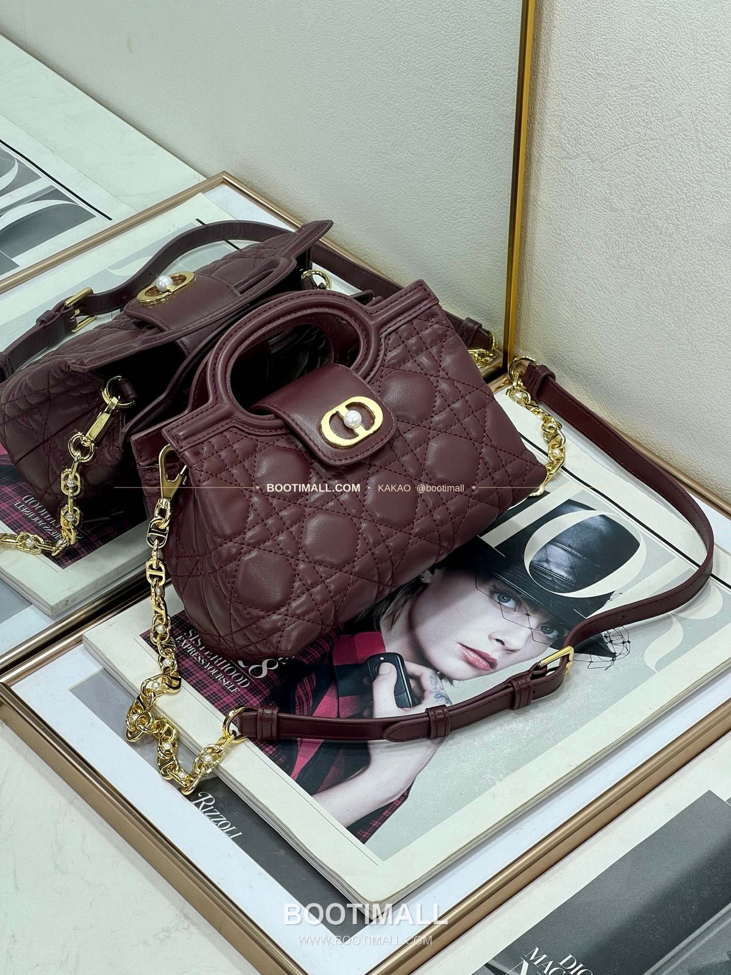 디올 졸리 탑핸들 미니 체인백 버건디 Dior Jolie Top Handle Mini Chain Bag 8601 18.5cm 2