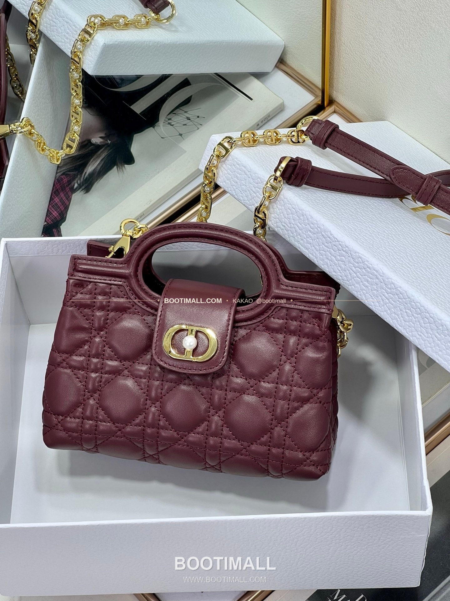 디올 졸리 탑핸들 미니 체인백 버건디 Dior Jolie Top Handle Mini Chain Bag 8601 18.5cm 5