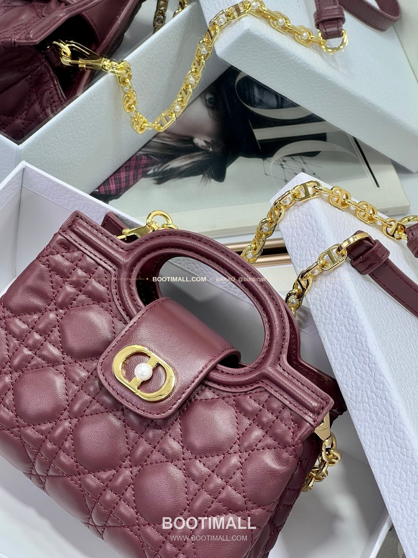 디올 졸리 탑핸들 미니 체인백 버건디 Dior Jolie Top Handle Mini Chain Bag 8601 18.5cm 6