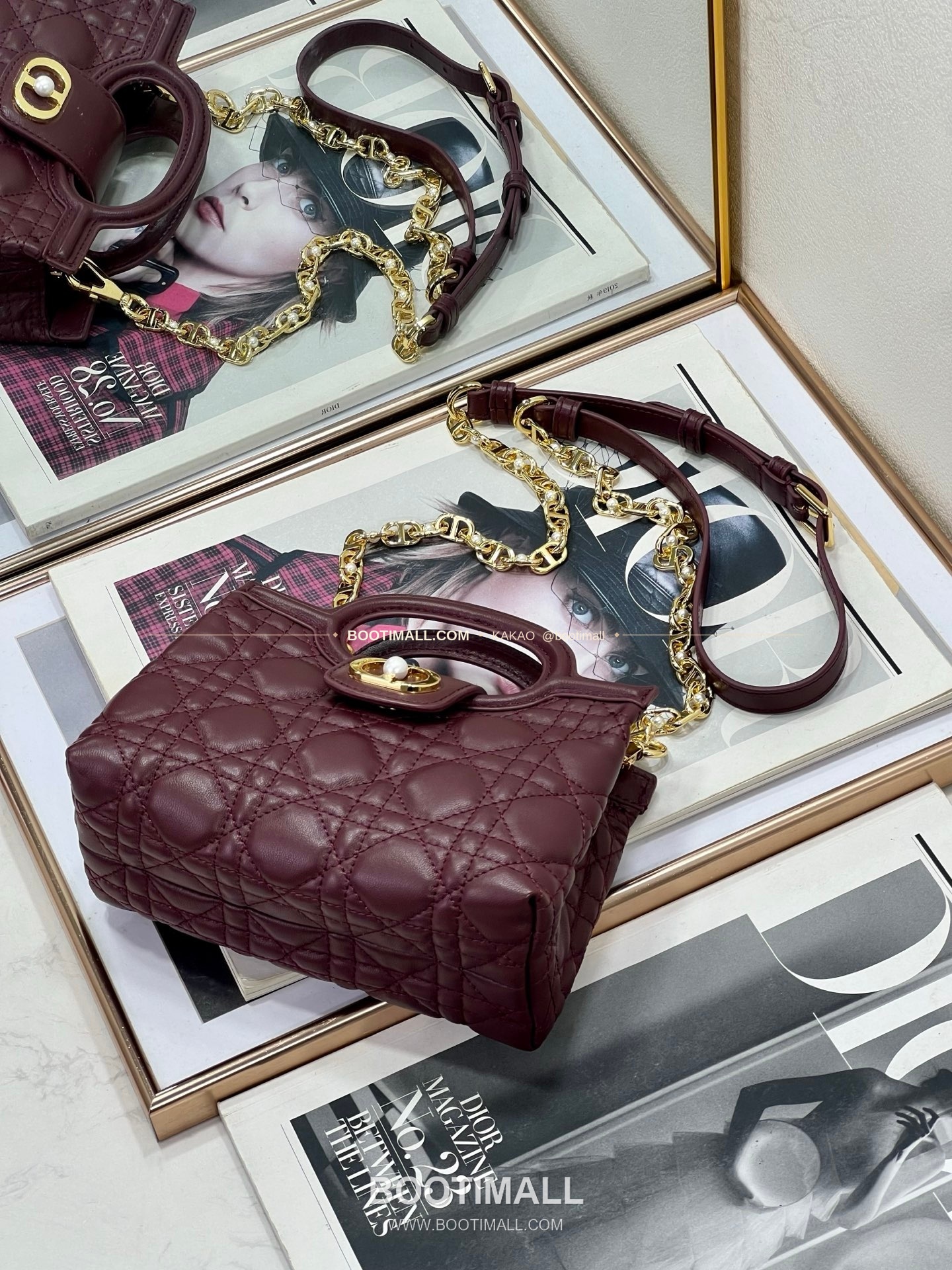 디올 졸리 탑핸들 미니 체인백 버건디 Dior Jolie Top Handle Mini Chain Bag 8601 18.5cm 7