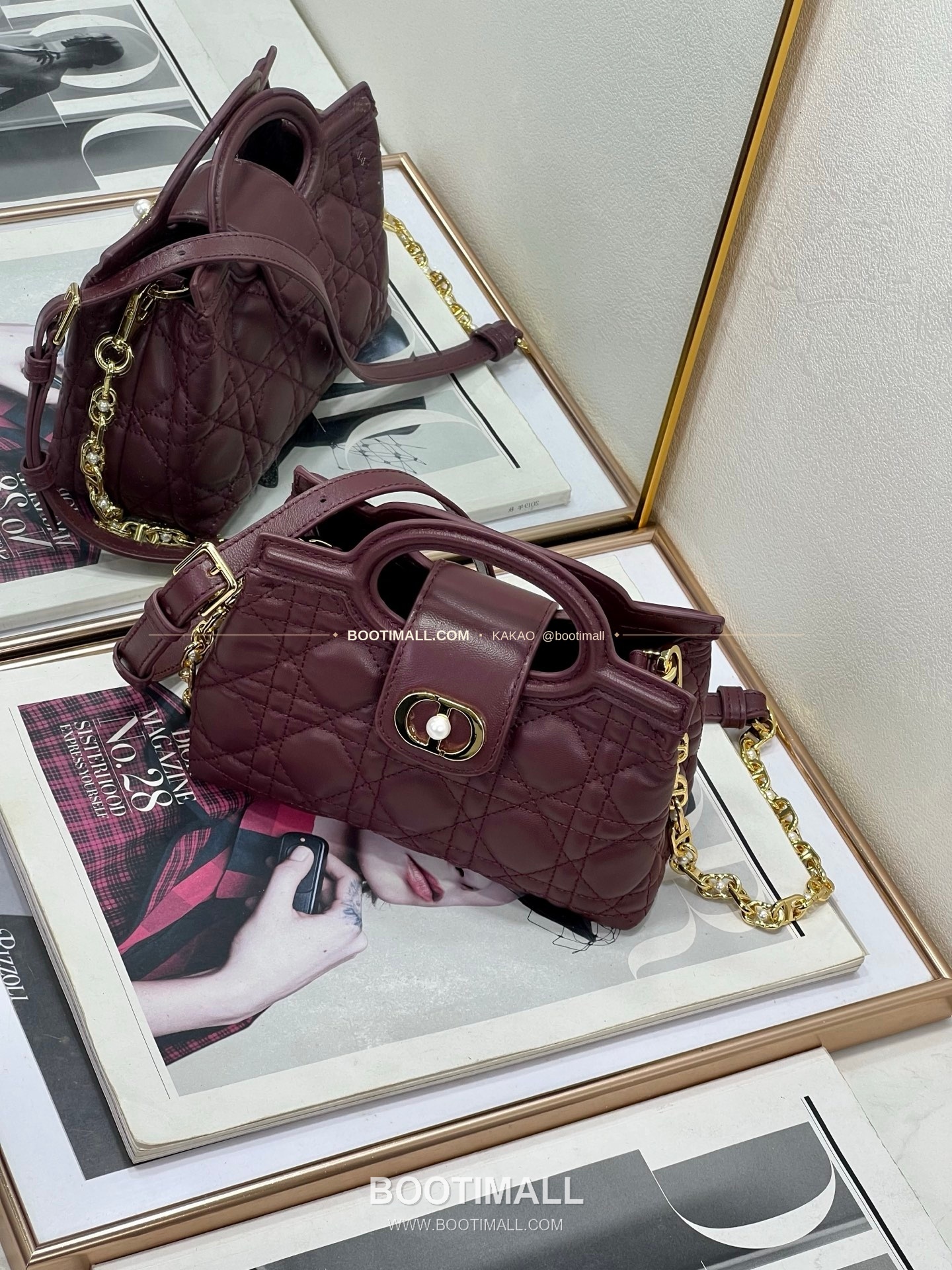 디올 졸리 탑핸들 미니 체인백 버건디 Dior Jolie Top Handle Mini Chain Bag 8601 18.5cm 8