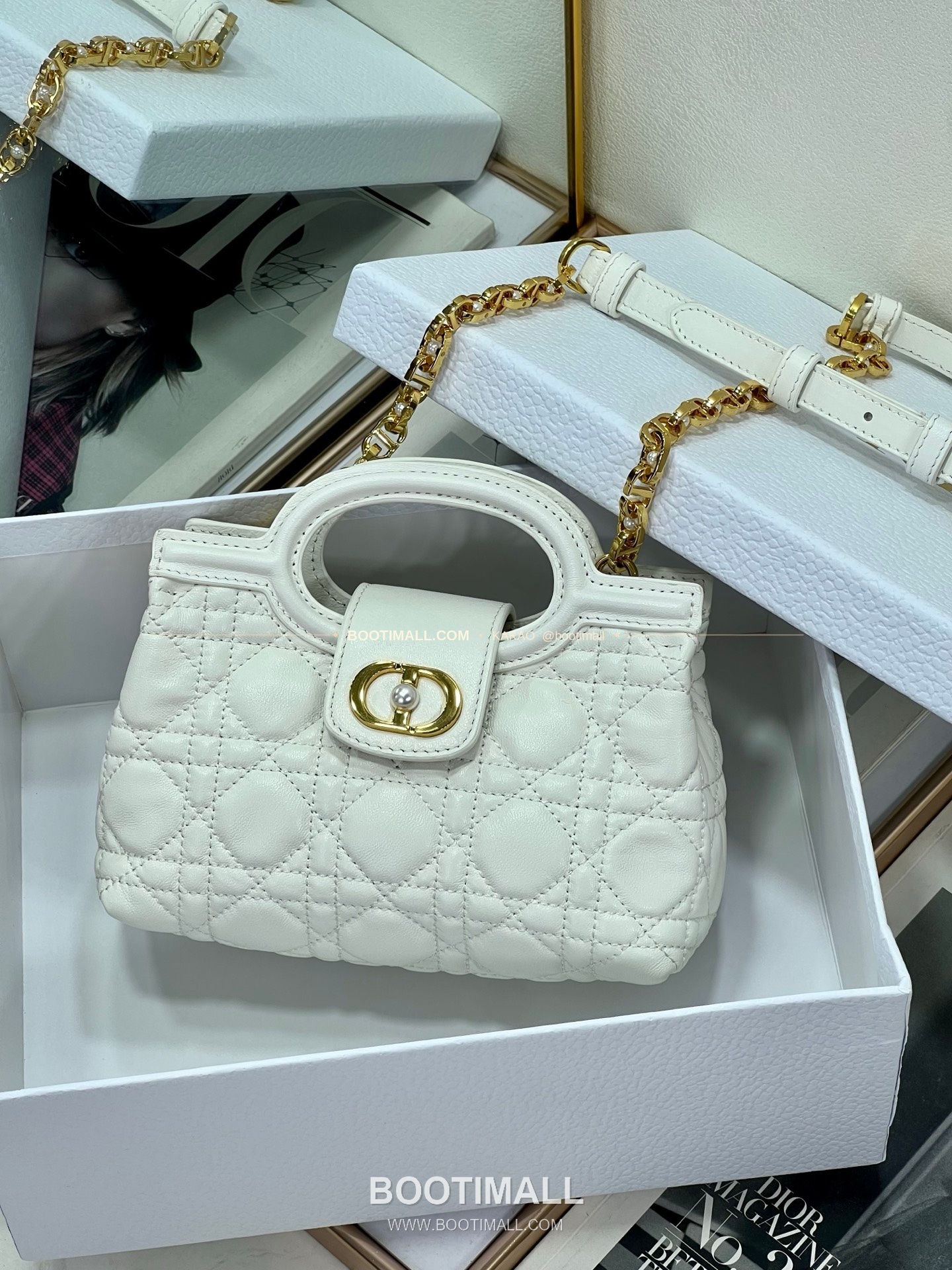 디올 졸리 탑핸들 미니 체인백 화이트 Dior Jolie Top Handle Mini Chain Bag 8601 18.5cm 5