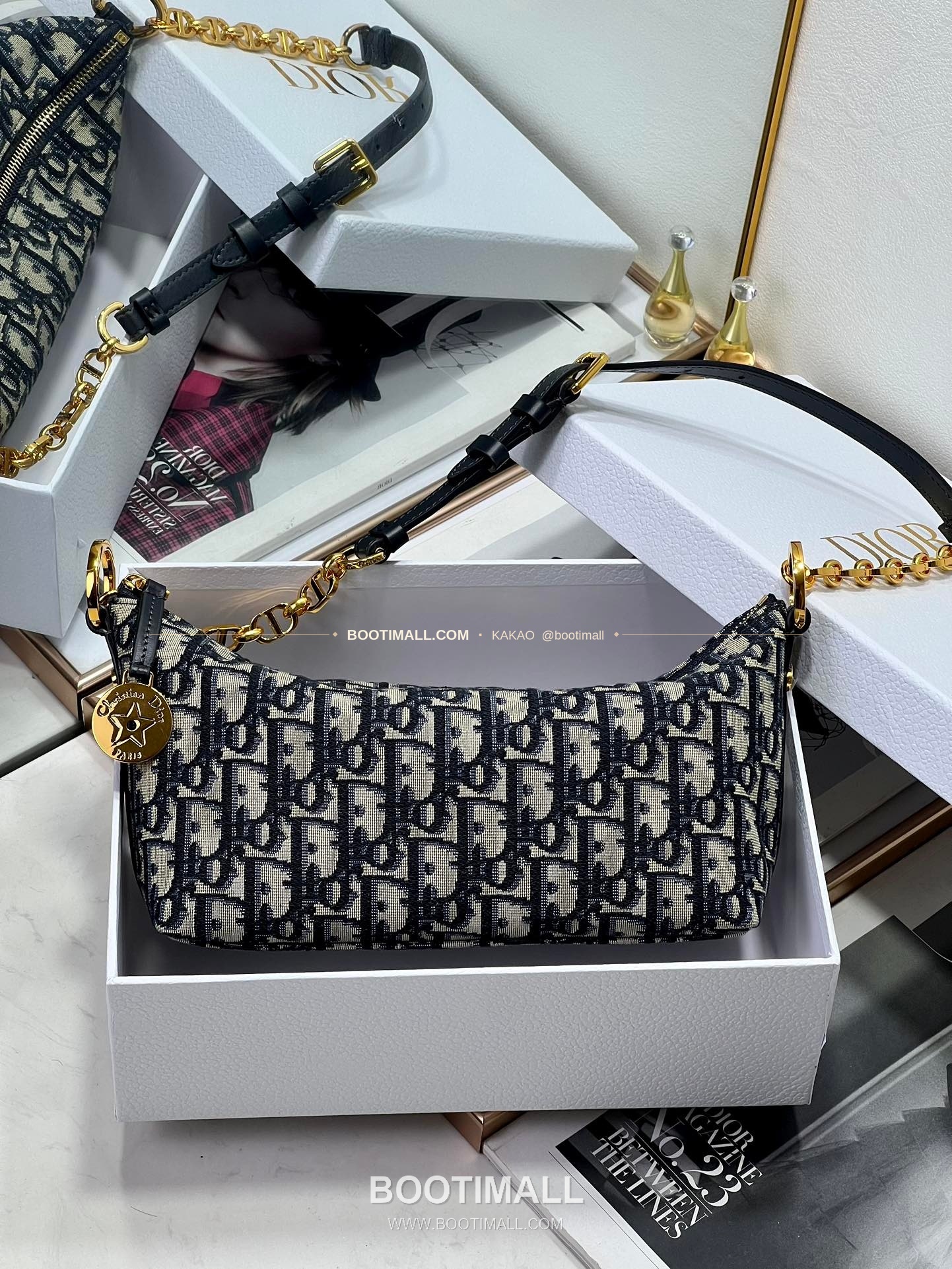 디올 디올스타 레더 체인 호보 숄더백 Dior Diorstar Leather Chain Hobo Shoulder Bag 3106 28.5cm 4