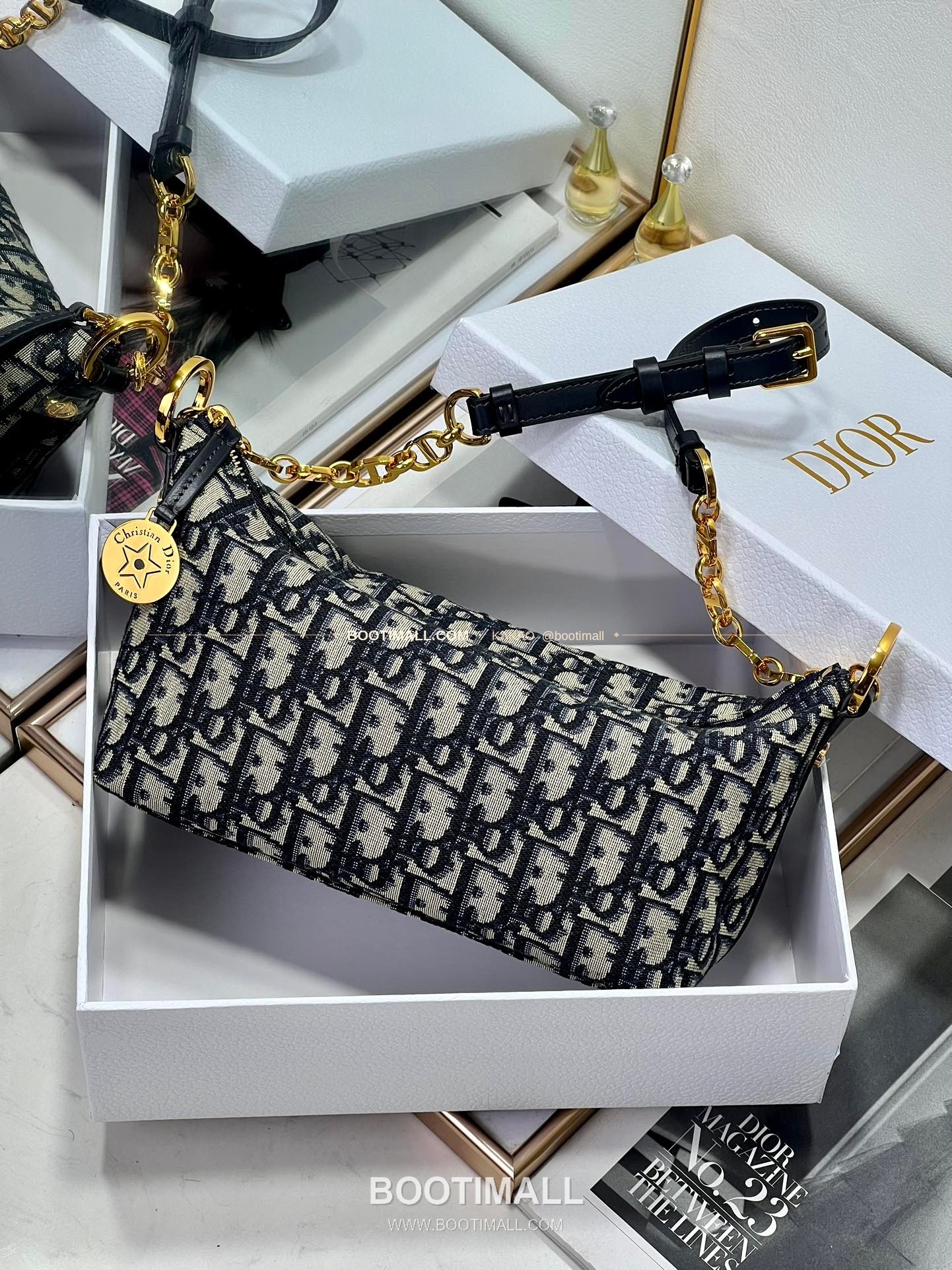 디올 디올스타 레더 체인 호보 숄더백 Dior Diorstar Leather Chain Hobo Shoulder Bag 3106 28.5cm 5