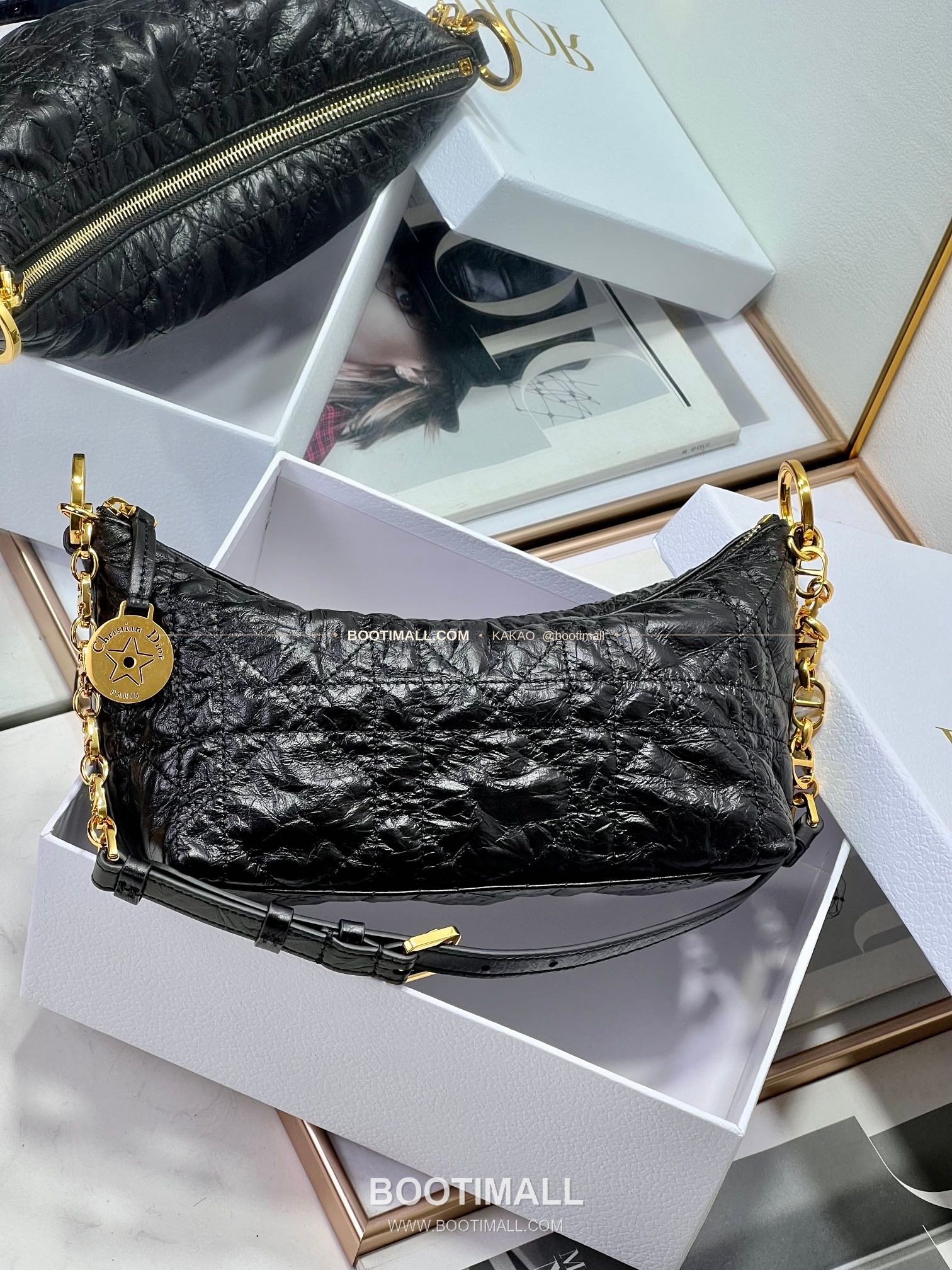 디올 디올스타 레더 체인 호보 숄더백 Dior Diorstar Leather Chain Hobo Shoulder Bag 3106 28.5cm 4