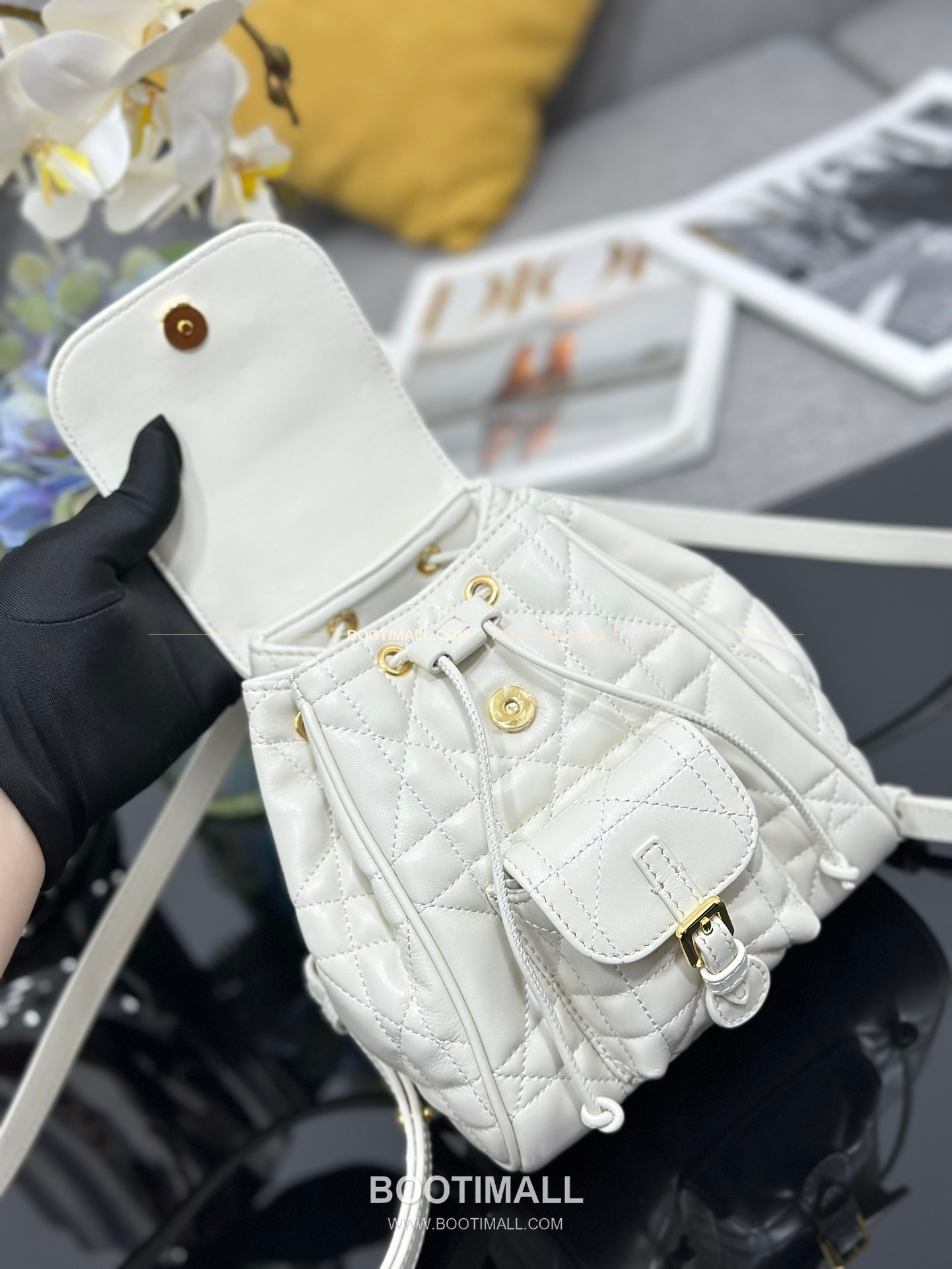 디올 카로 램스킨 퀼팅 CD 로고 백팩 Dior Caro Lambskin Quilted CD Logo Backpack M6302 19.5cm 7