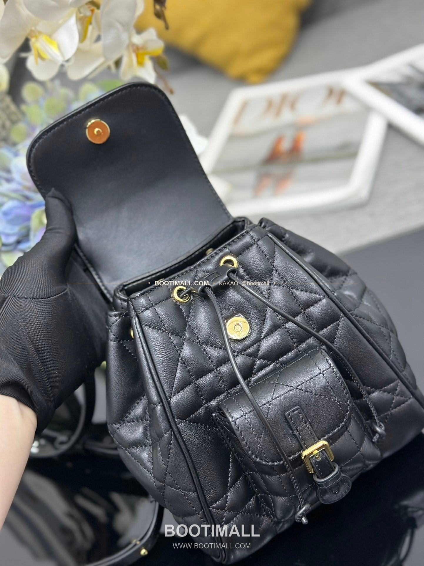 디올 카로 램스킨 퀼팅 CD 로고 백팩 Dior Caro Lambskin Quilted CD Logo Backpack M6302 19.5cm 7