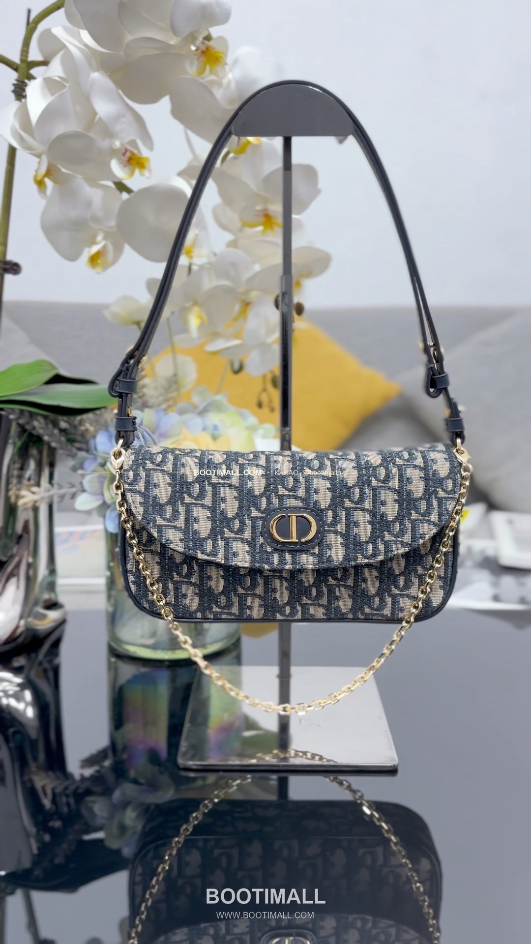 디올 디바인 오블리크 캔버스 CD 로고 체인 숄더백 Dior D-Vine Oblique Canvas CD Logo Chain Shoulder Bag S5620 22cm 10