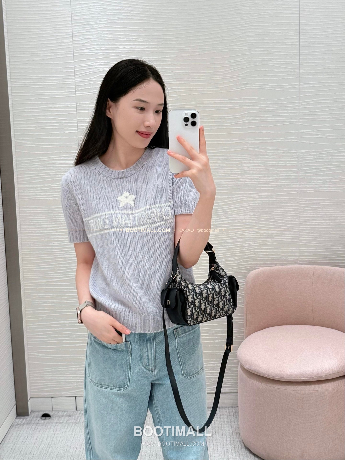 디올 디드림 오블리크 캔버스 미니 호보 숄더백 Dior D-Dream Oblique Canvas Mini Hobo Shoulder Bag 5871 18cm 5