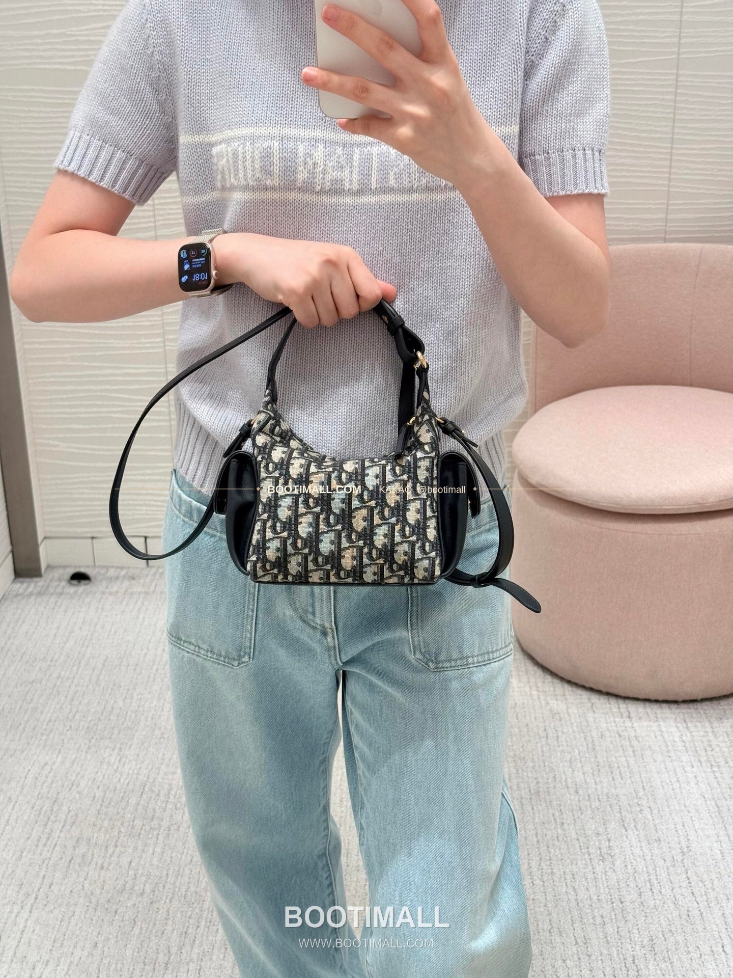 디올 디드림 오블리크 캔버스 미니 호보 숄더백 Dior D-Dream Oblique Canvas Mini Hobo Shoulder Bag 5871 18cm 7