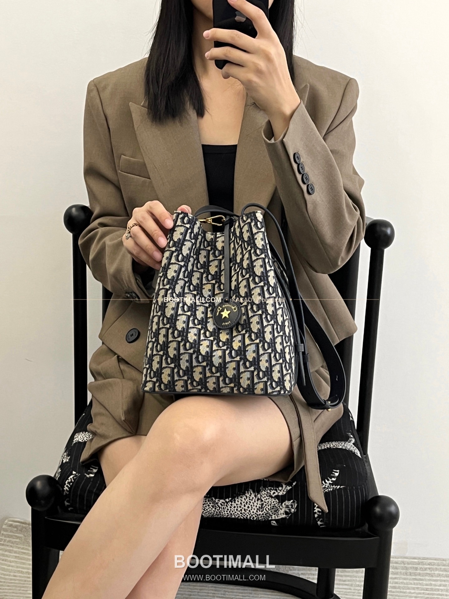 디올 스타 오블리크 캔버스 버킷 숄더백 Dior Star Oblique Canvas Bucket Shoulder Bag 2879 24cm 4