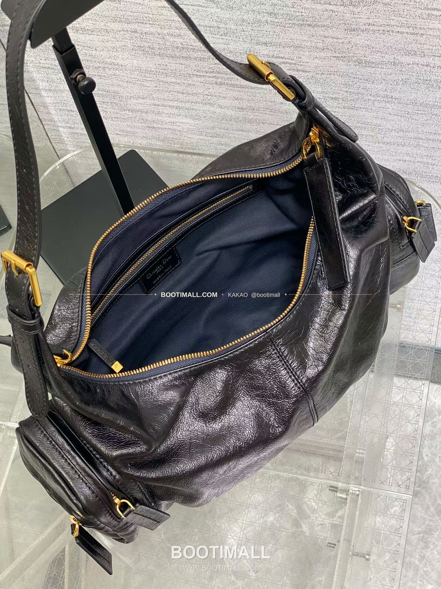 디올 그랑 투어 카프스킨 주름 호보 숄더백 Dior Grand Tour Calfskin Pleated Hobo Shoulder Bag 6612 30cm 8