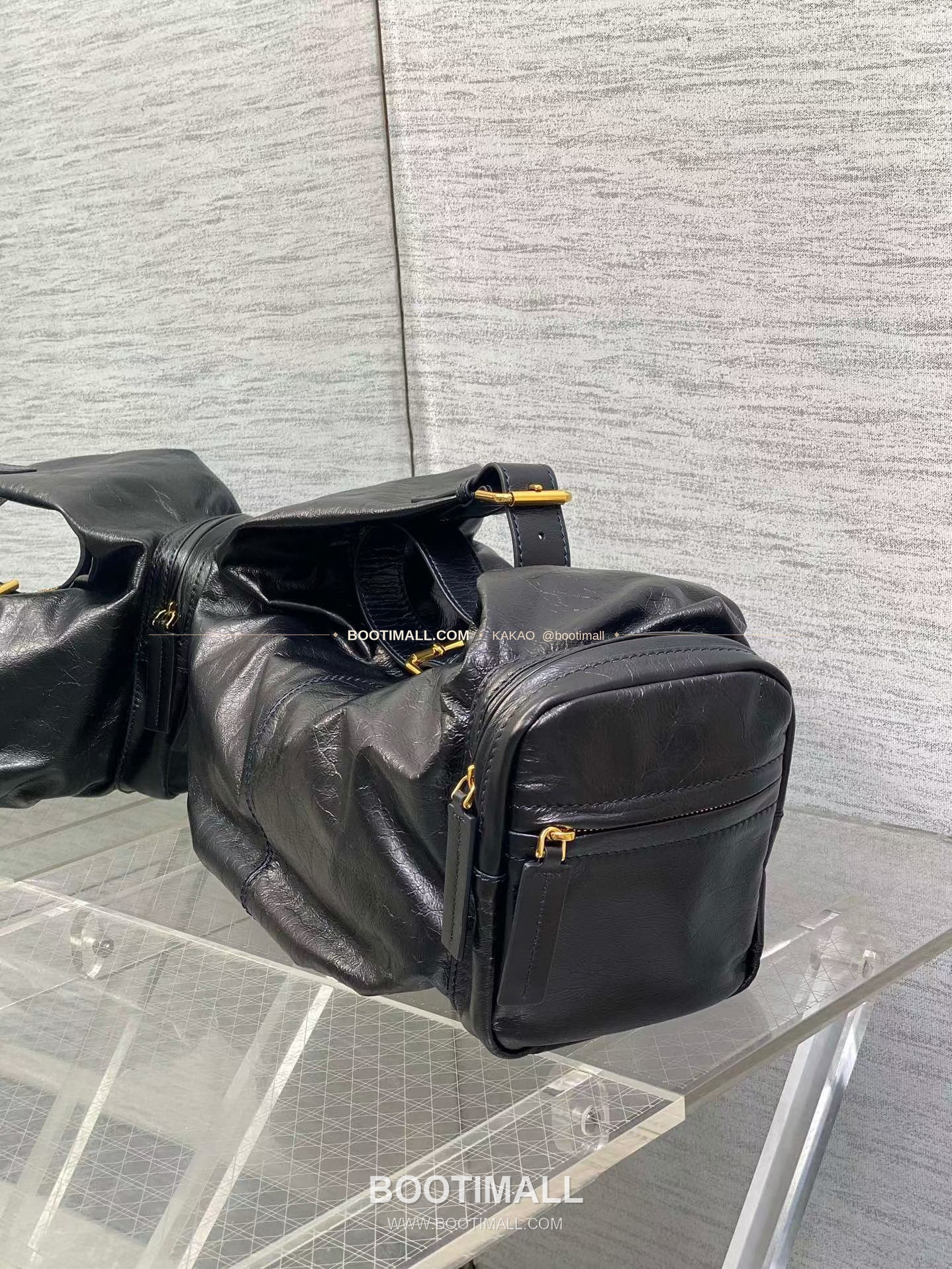 디올 그랑 투어 카프스킨 주름 호보 숄더백 Dior Grand Tour Calfskin Pleated Hobo Shoulder Bag 6613 33cm 6