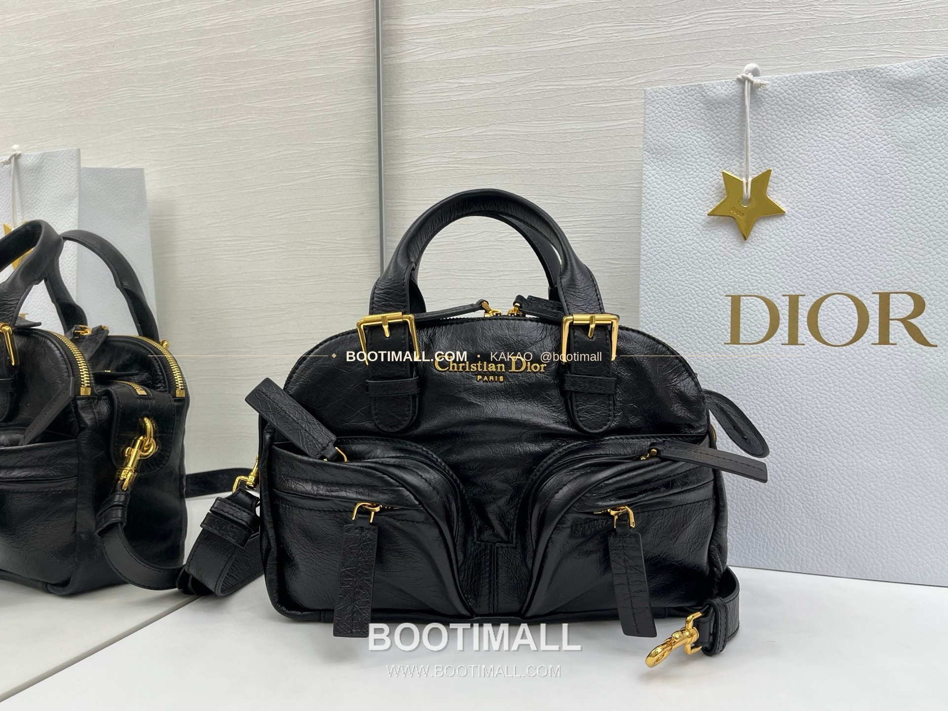 디올 그랑 투어 카프스킨 주름 보스턴 숄더백 Dior Grand Tour Calfskin Pleated Boston Shoulder Bag 28cm 1