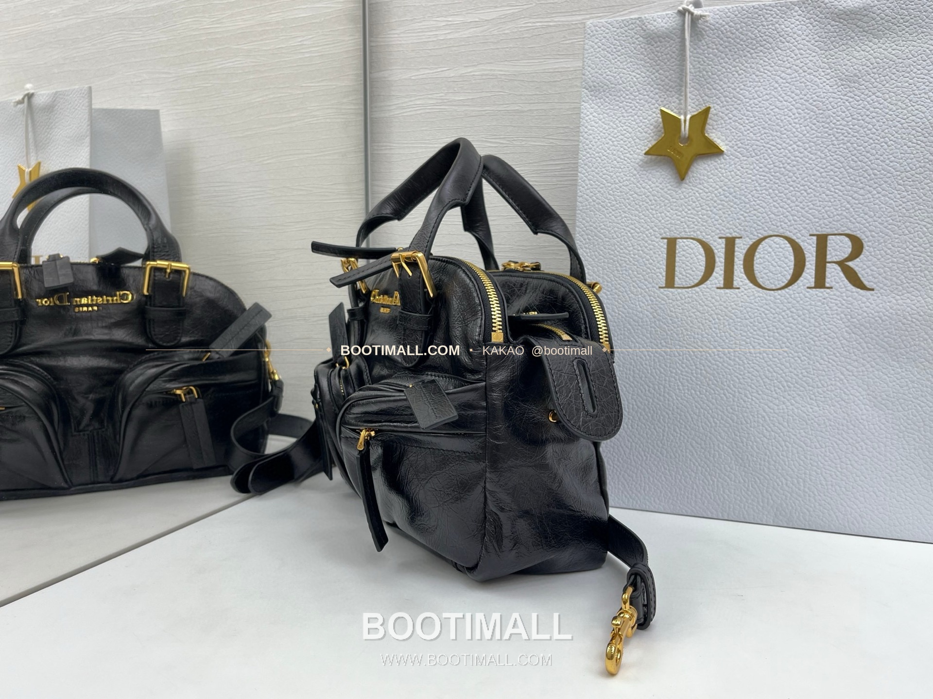 디올 그랑 투어 카프스킨 주름 보스턴 숄더백 Dior Grand Tour Calfskin Pleated Boston Shoulder Bag 28cm 5